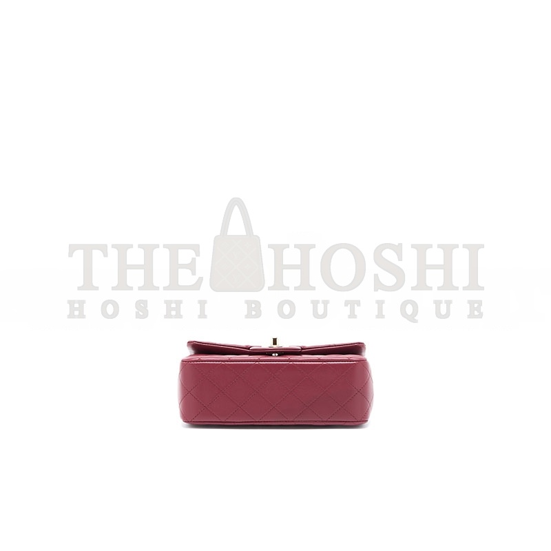 Ch**el TOP HANDLE MINI RECTANGULAR FLAP BAG LAMBSKIN BURGUNDY GHW (20*12*6.5cm) Master Quality