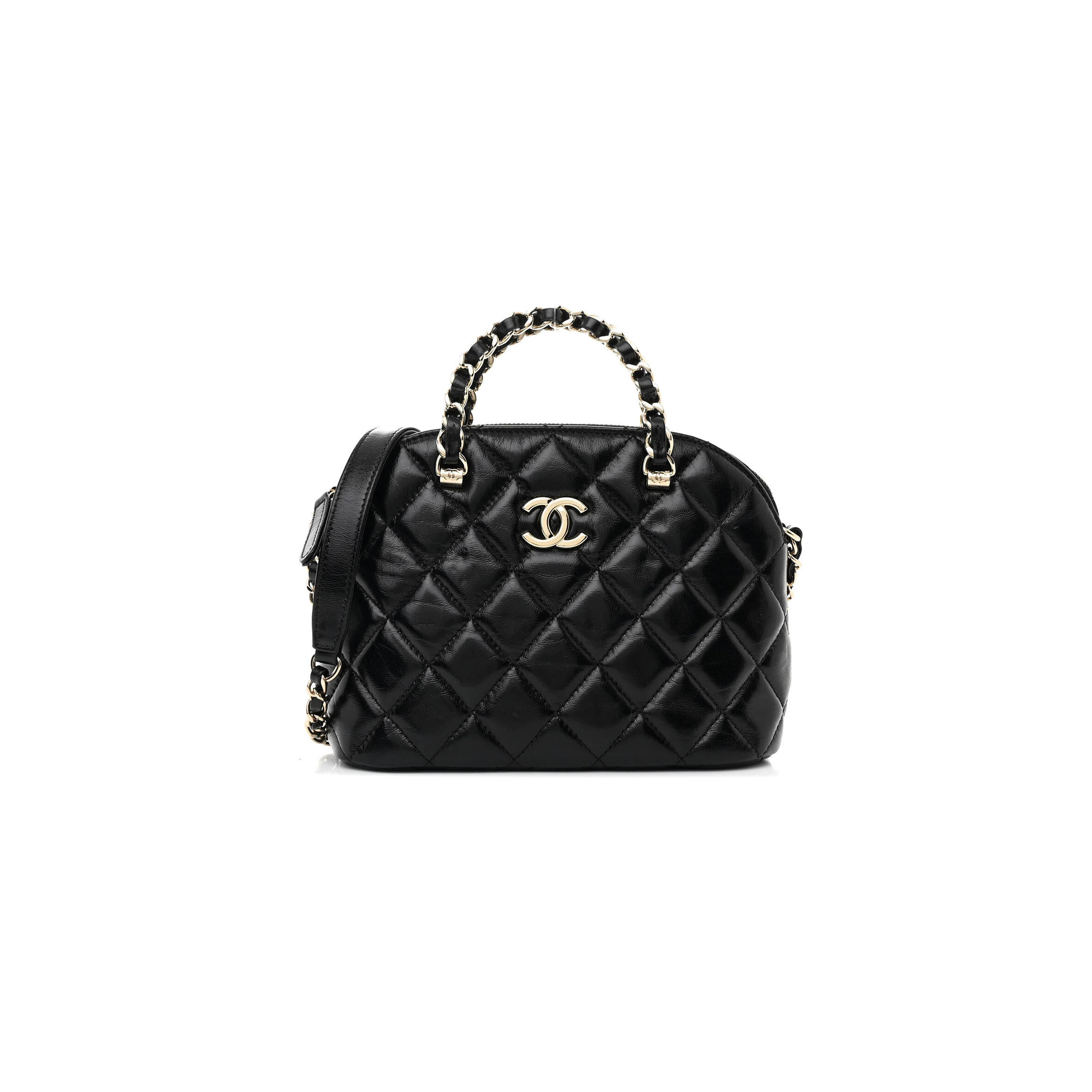 Ch**el SHINY LAMBSKIN QUILTED SHINY COCO CLUTCH WITH CHAIN BLACK (15*12*5cm) Master Quality