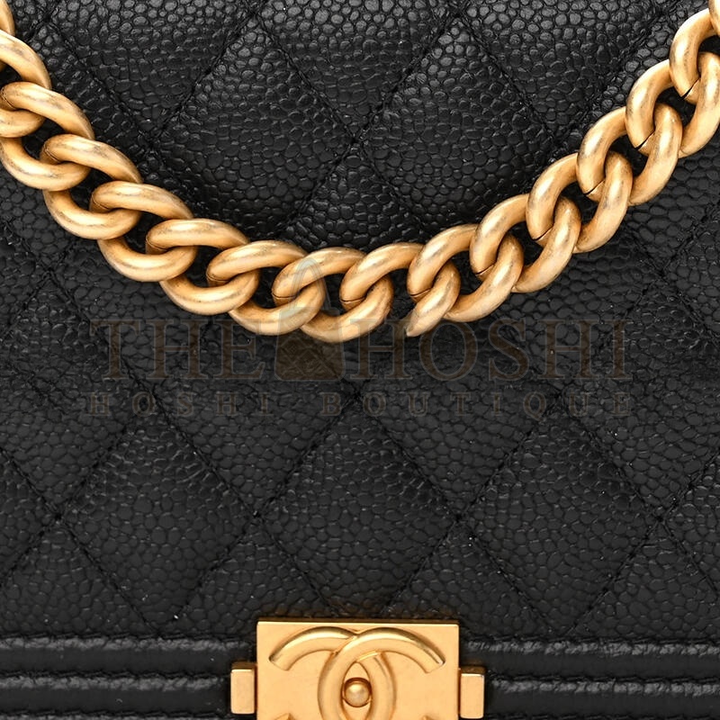Ch**el CAVIAR QUILTED BOY CLUTCH WITH CHAIN BLACK AP2205 (15*10*3.5cm) Master Quality
