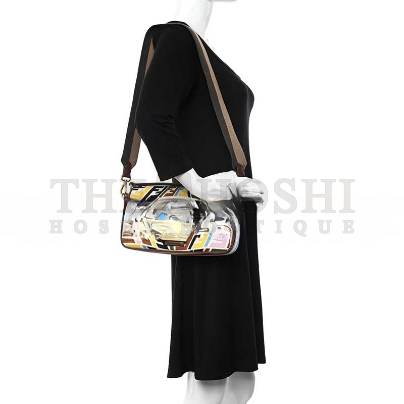 F**di X SARA COLEMAN MULTICOLOR FF FISH EYE EMBROIDERED BAGUETTE BAG (28*14*6cm) Master Quality