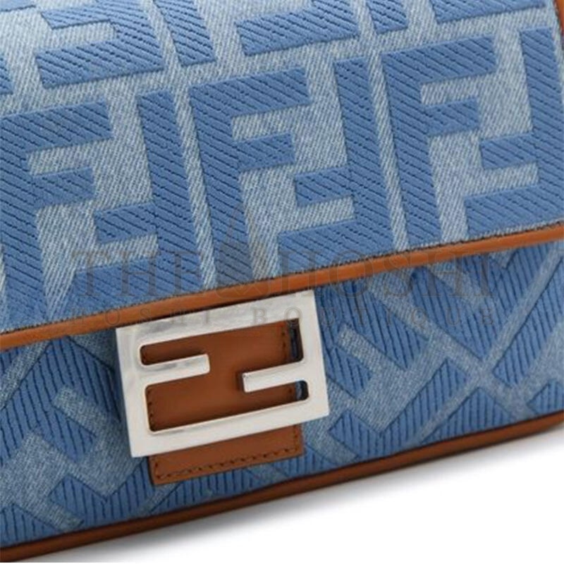 F**di BAGUETTE FF EMBROIDERED DENIM TOTE BAG IN BLUE 8BR600AP4NF1LN5 (27*15*6cm) Master Quality