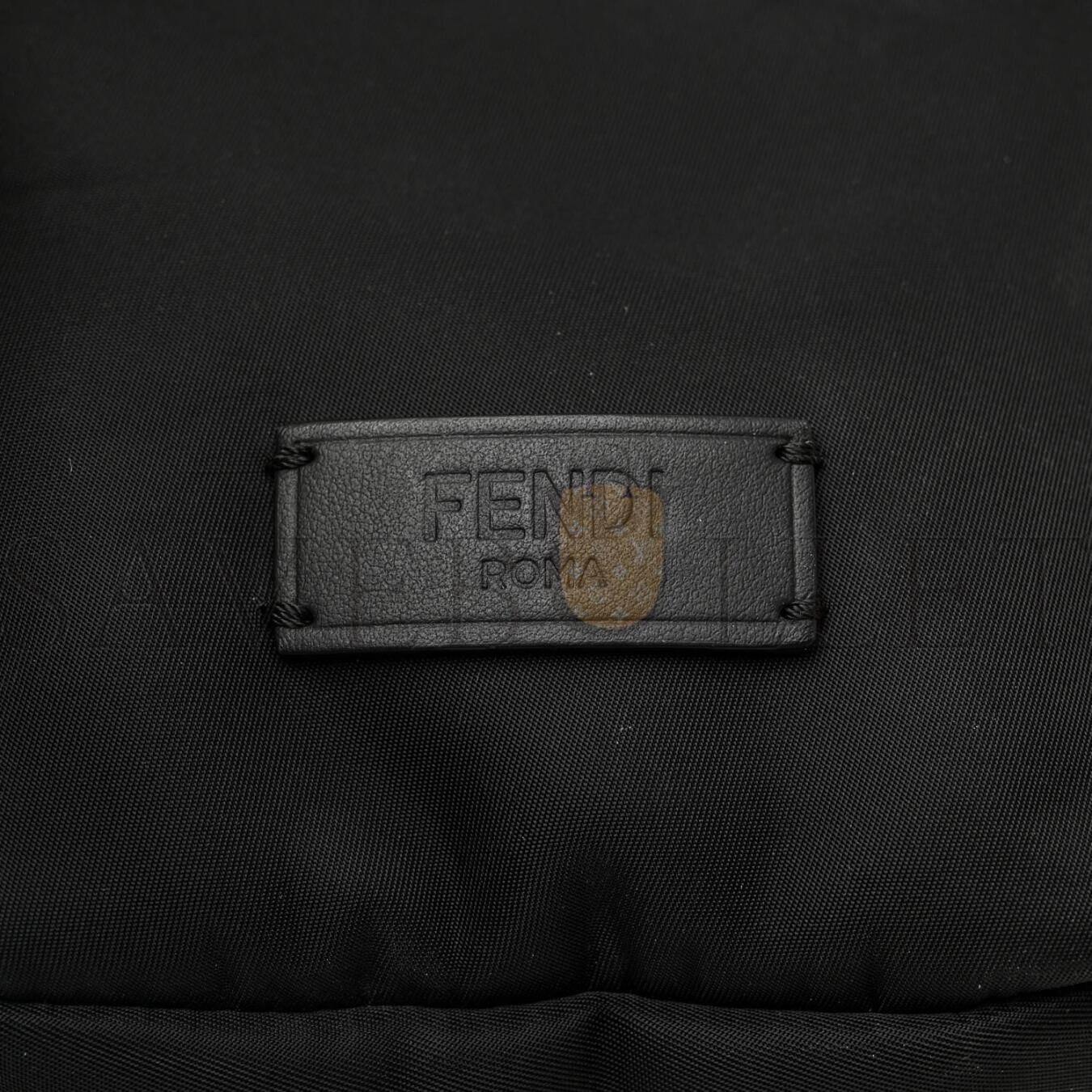 F**di NYLON VITELLO LIBERTY VITELLO DOLCE MONSTER EYES ROUNDED BACKPACK BLACK SUNFLOWER (39*33*14cm) Master Quality