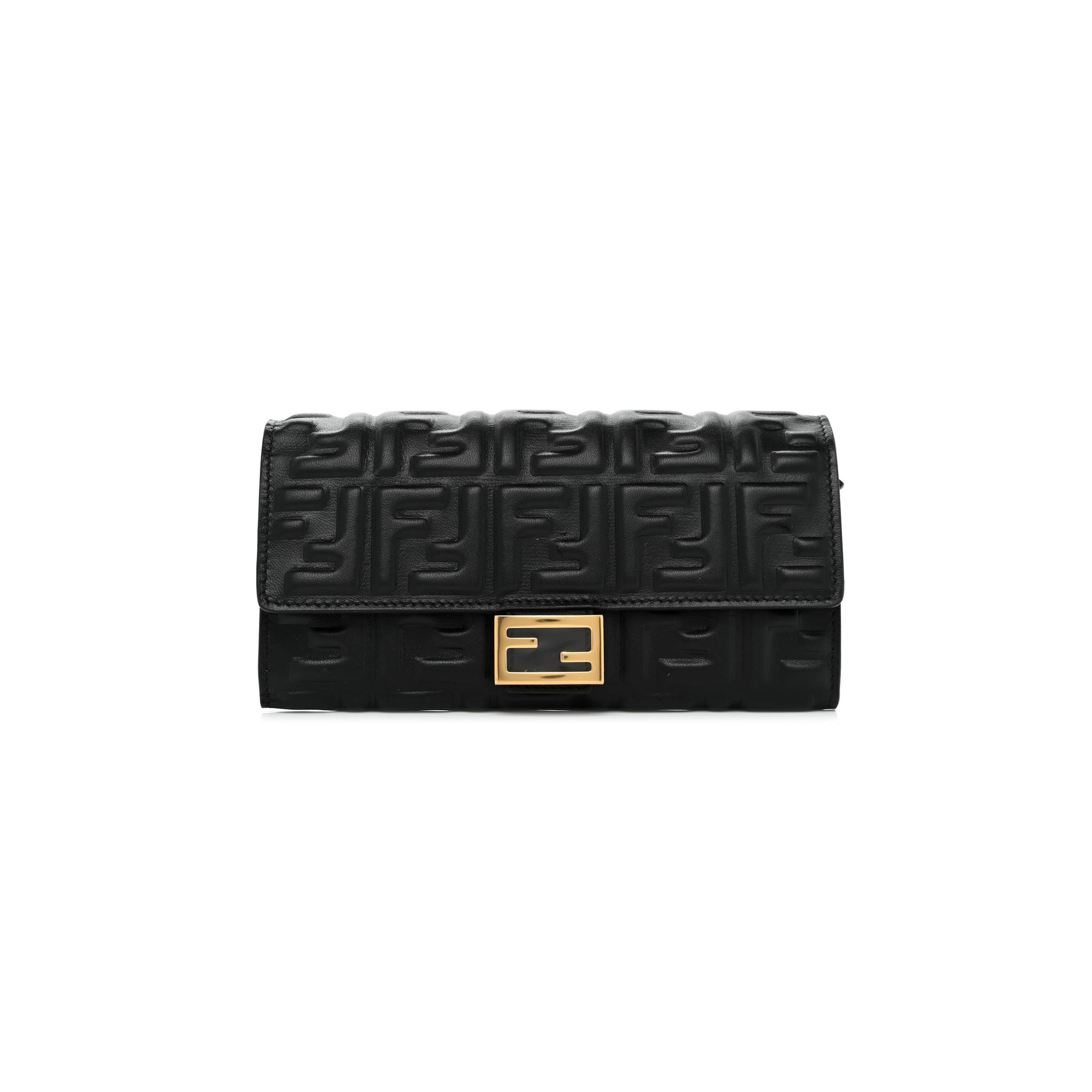 F**di NAPPA MATISSE FF EMBOSSED CONTINENTAL WALLET BLACK (18*11*3cm) Master Quality