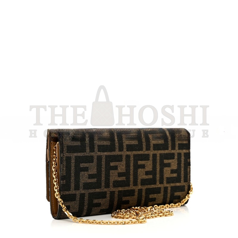 F**di ZUCCA VITELLO CONTINENTAL WALLET ON CHAIN TOBACCO (18.5*9.5*3cm) Master Quality