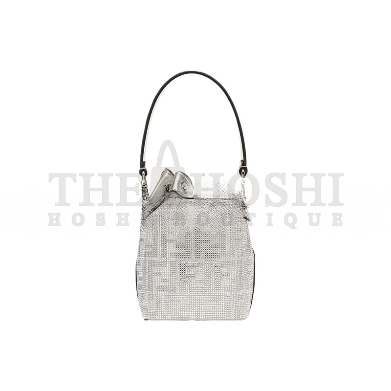 F**di LEATHER BAG WITH CRYSTAL FF MOTIF IN WHITE 8BS010APKFF1JSU (18*12*10m) Master Quality