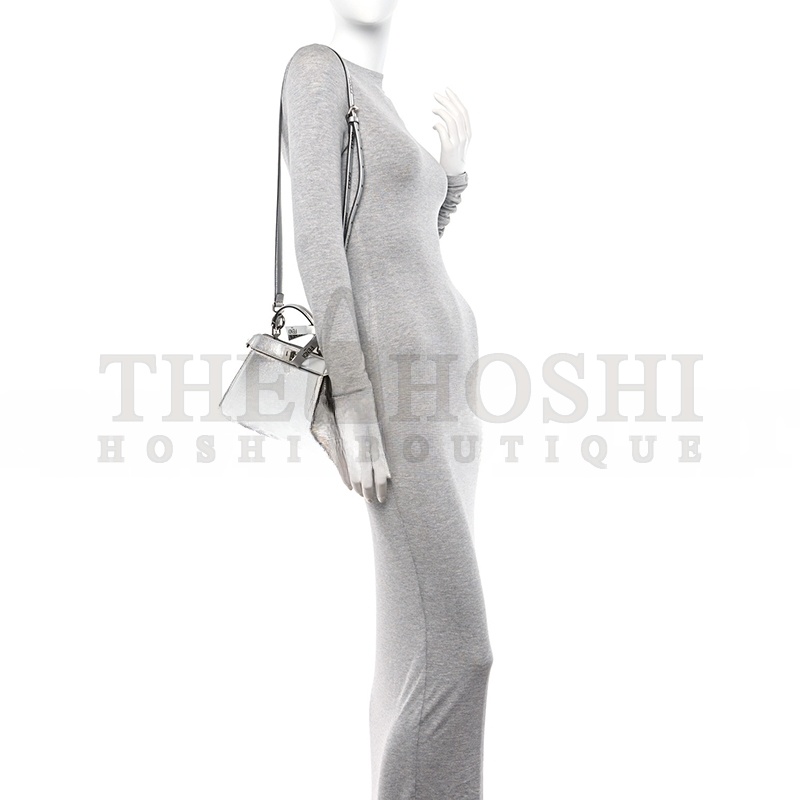 F**di X MARC JACOBS VITELLO CATALAN MIRROR PETITE PEEKABOO I SEE U SATCHEL ARGENTO (20*15*11cm) Master Quality