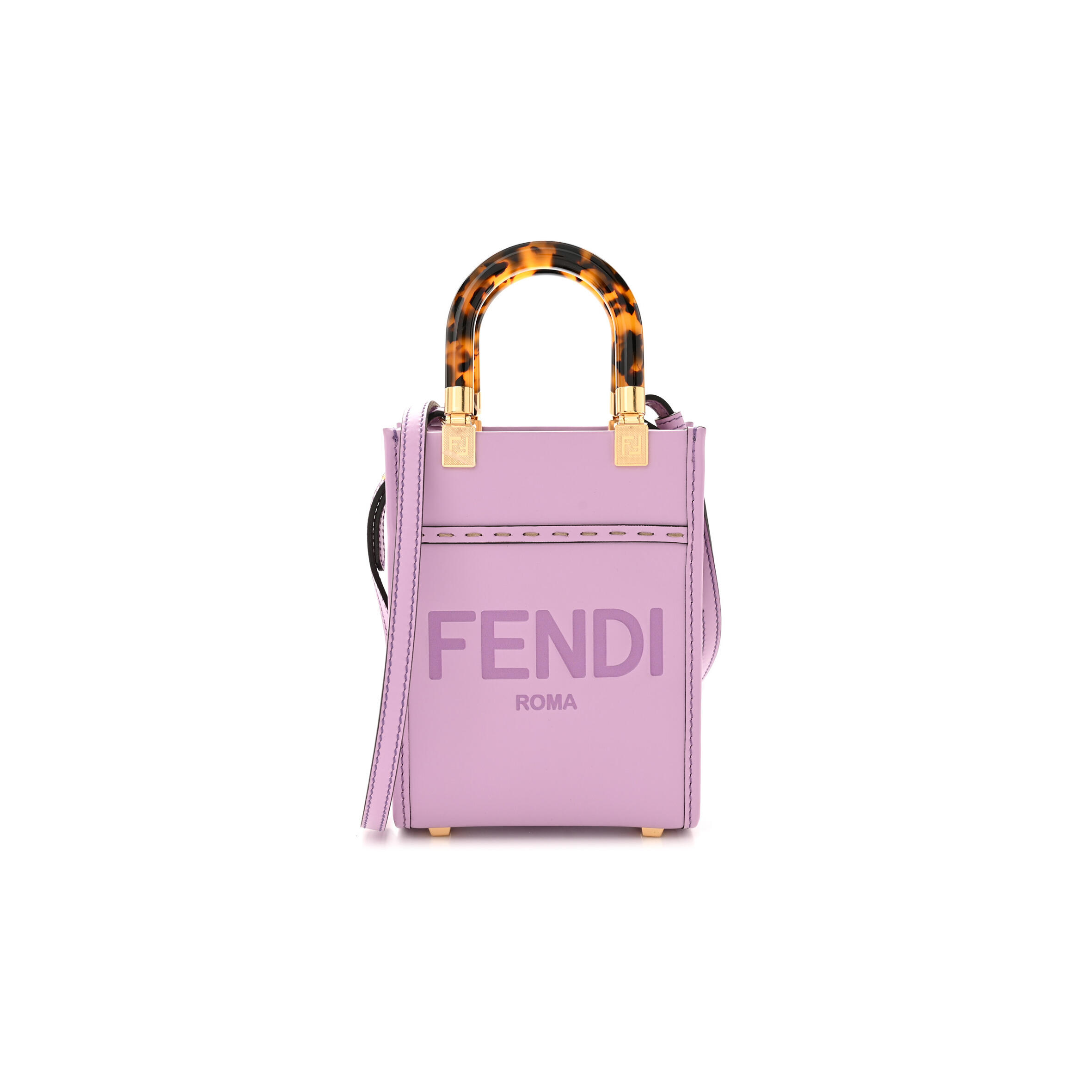 F**di VITELLO KING PLEXIGLASS LOGO EMBOSSED MINI F**di SUNSHINE SHOPPER TOTE LAVANDA (18*13*6cm) Master Quality