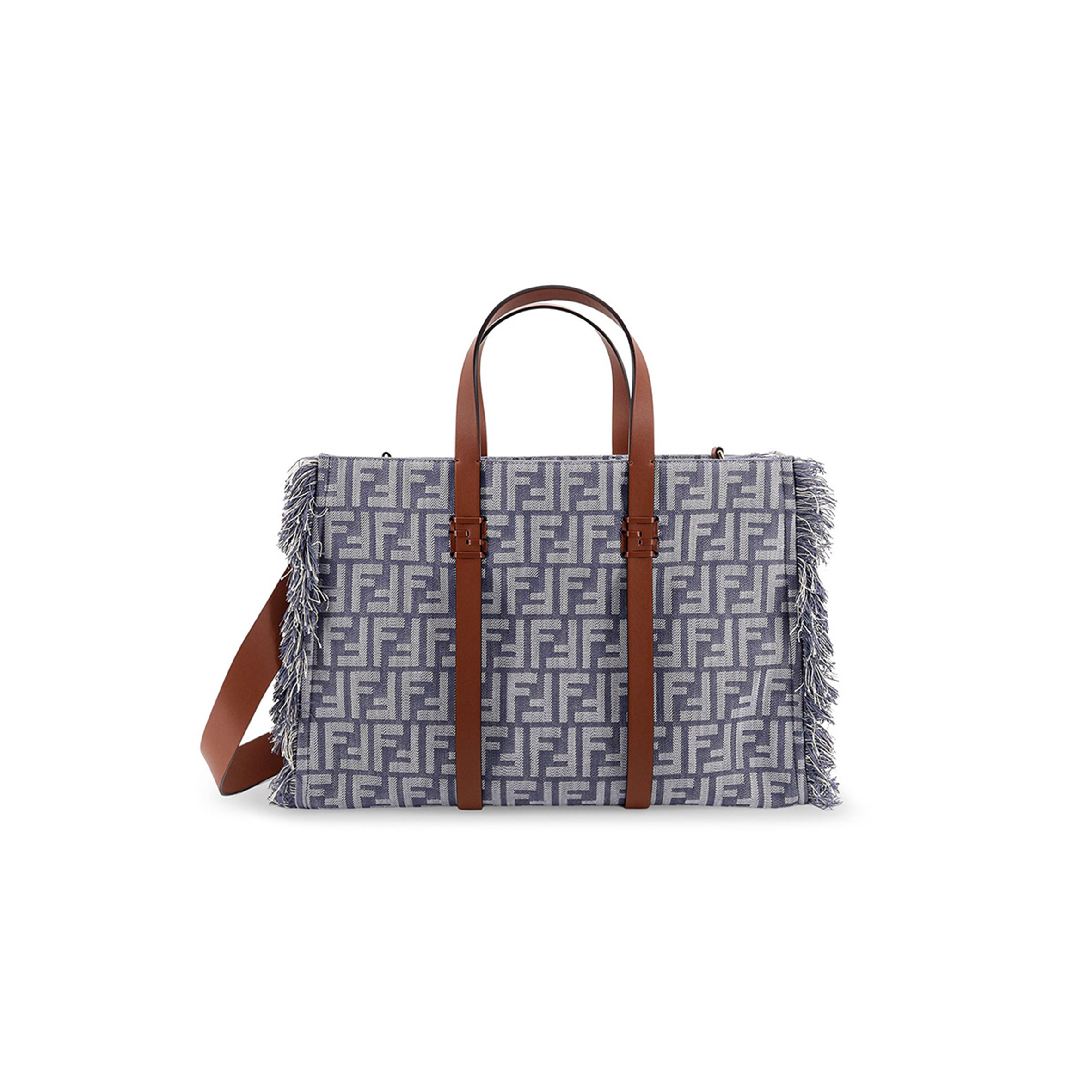 F**di SUMMER TOTE FF JACQUARD FABRIC SHOULDER BAG WITH FRINGES 8BH435AUT4F1SXQ (37*29*16cm) Master Quality