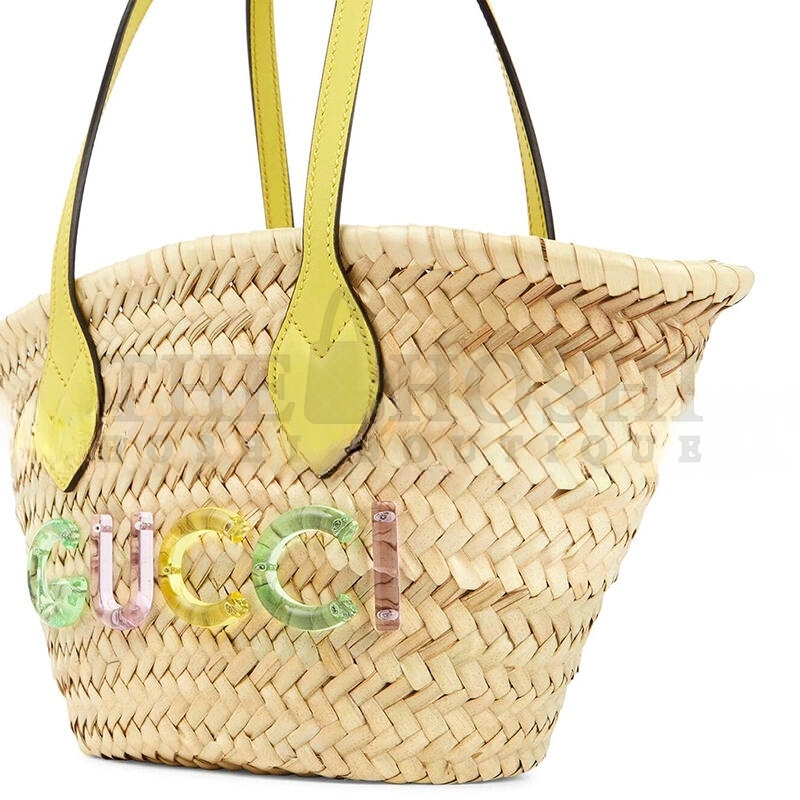 Gvc*1 MINI STRAW TOTE WITH Gvc*1 LOGO 782381 (20.5*19.5*13cm) Master Quality