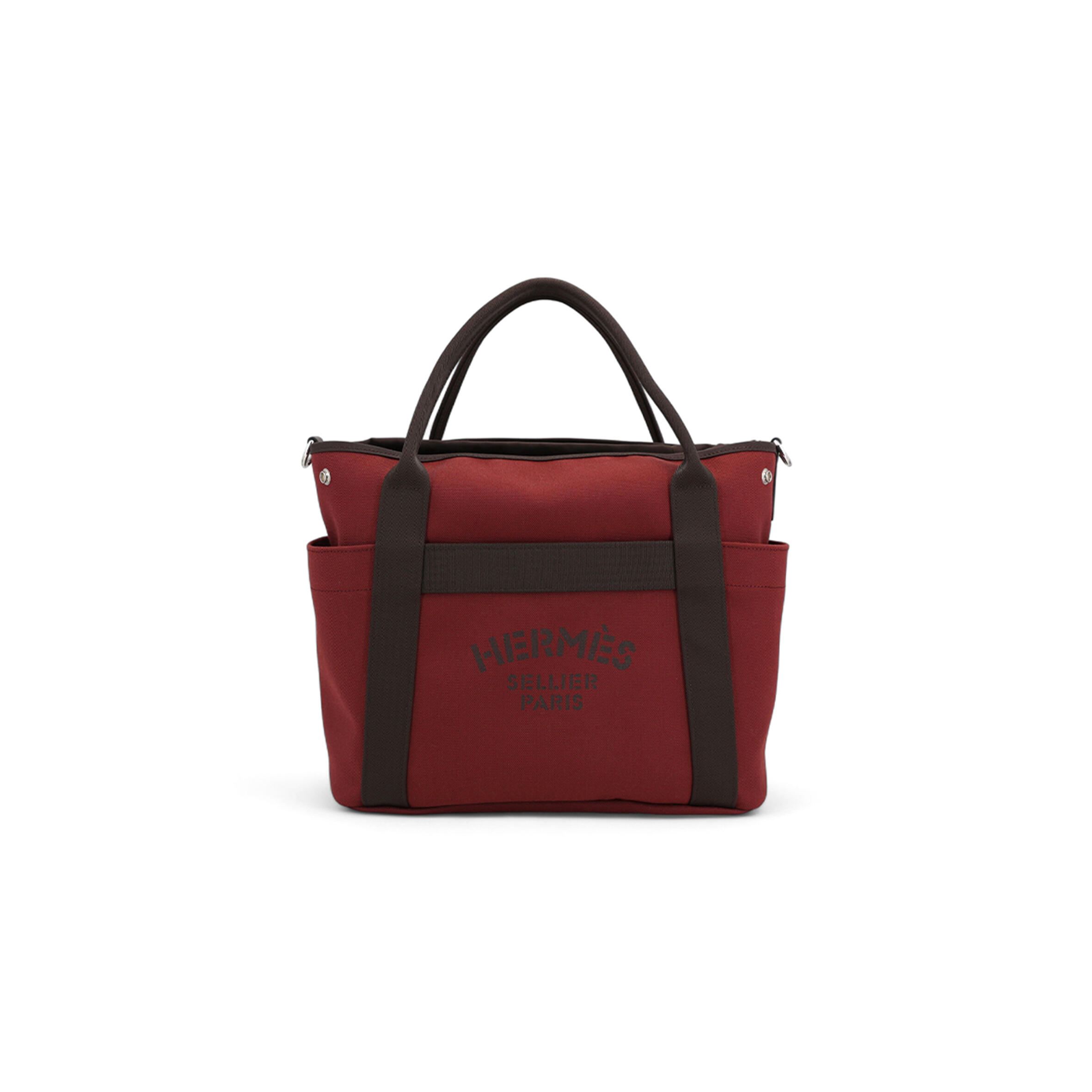 H**me5 MASTER SAC DE PANSAGE TOTE BAG 55 IN  ROUGE H CANVAS WITH SILVER BUCKLE (48*35*27cm) Master Quality
