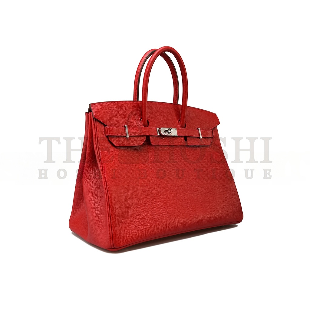 H**me5 BIRKIN 35 SWIFT LEATHER RED SILVER BUCKLE H049362CC02 (35*25*18cm) Master Quality