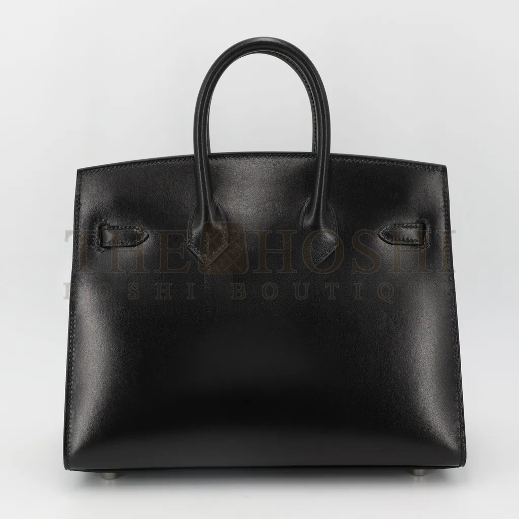 H**me5 BIRKIN 25 BOX LEATHER BLACK SILVER BUCKLE H029283CK86 (25*20*13cm) Master Quality