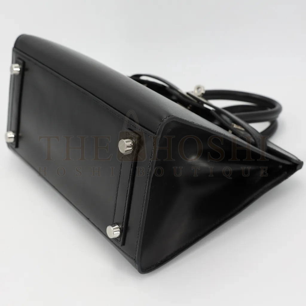 H**me5 BIRKIN 25 BOX LEATHER BLACK SILVER BUCKLE H029283CK86 (25*20*13cm) Master Quality