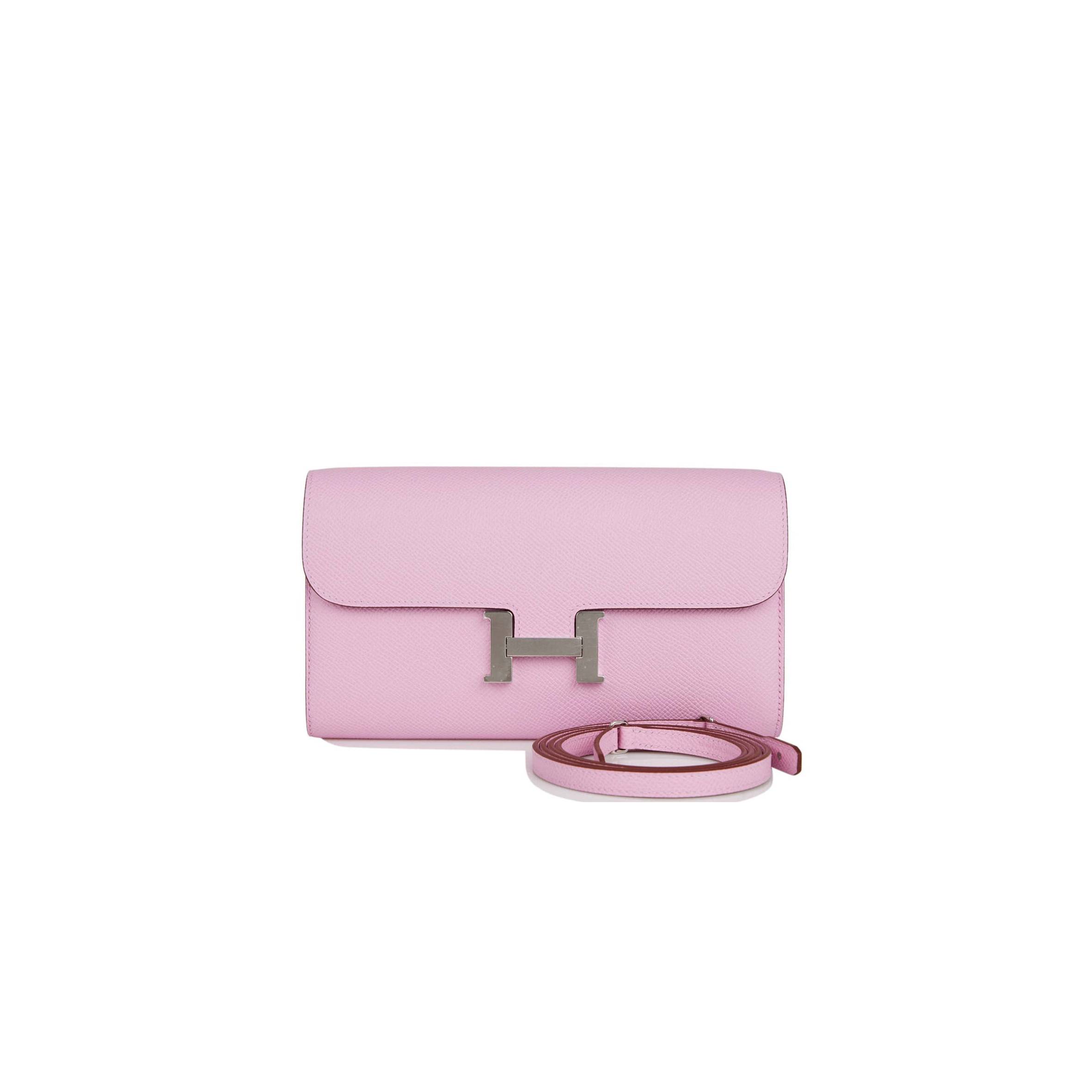 H**me5 CONSTANCE WALLET TO GO MAUVE SYLVESTRE EPSOM PALLADIUM HARDWARE (22*11cm) Master Quality