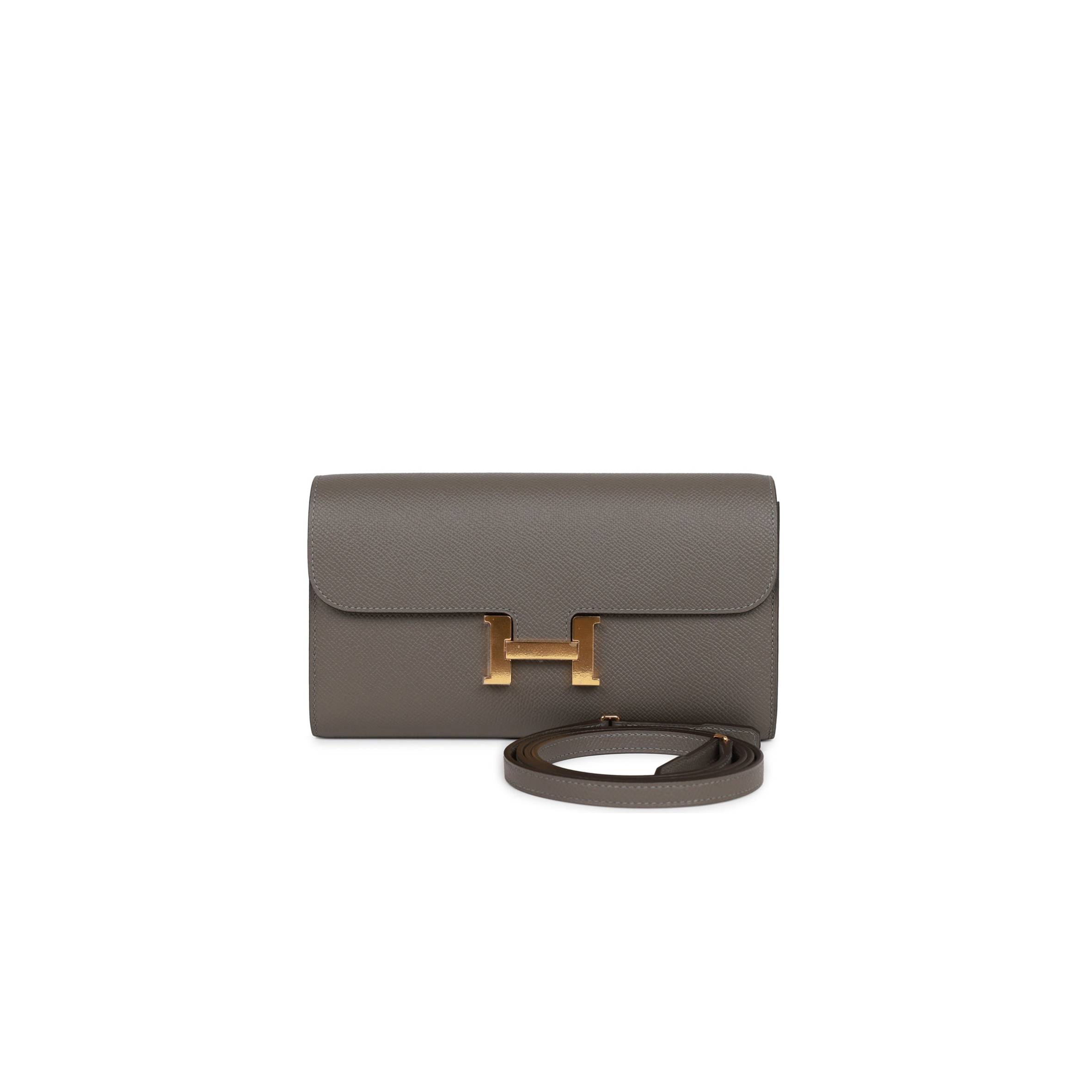 H**me5 CONSTANCE WALLET TO GO GRIS MEYER EPSOM GOLD HARDWARE (20.5 x 13 x 2cm) Master Quality