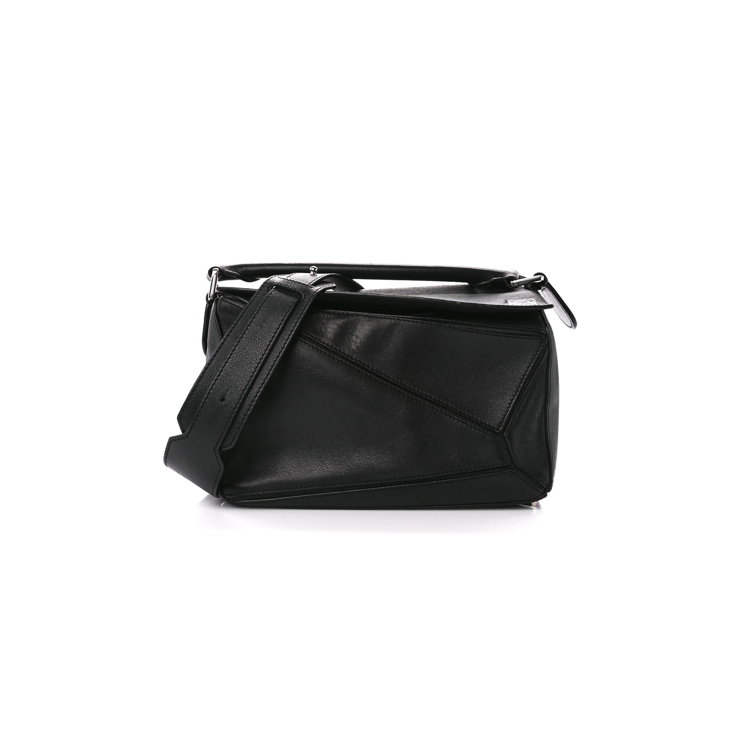 L0ew* CALFSKIN MEDIUM PUZZLE BAG BLACK (29*19.5*14cm) Master Quality