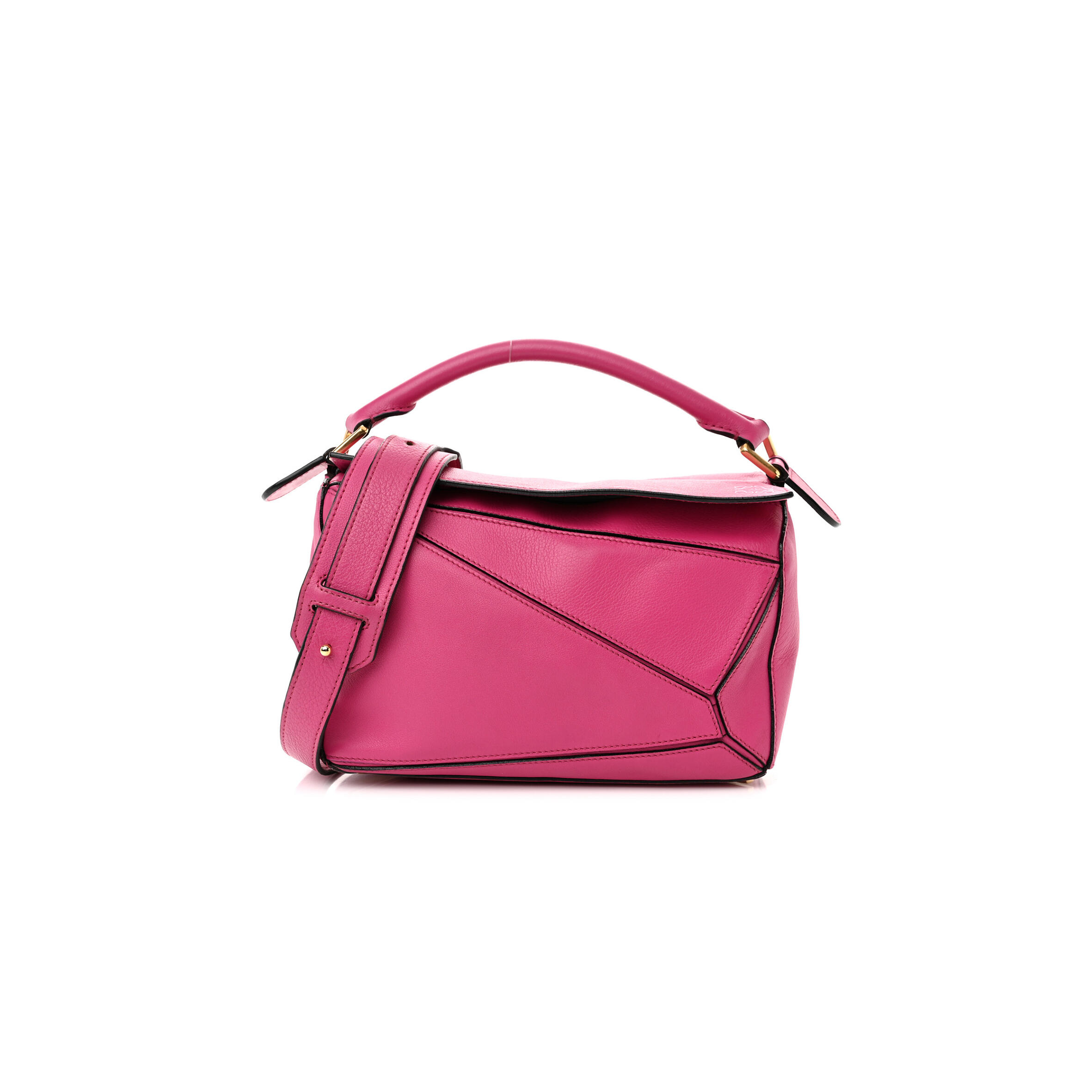 L0ew* CALFSKIN SMALL PUZZLE BAG FUCHSIA (24*16.5*10.5cm) Master Quality