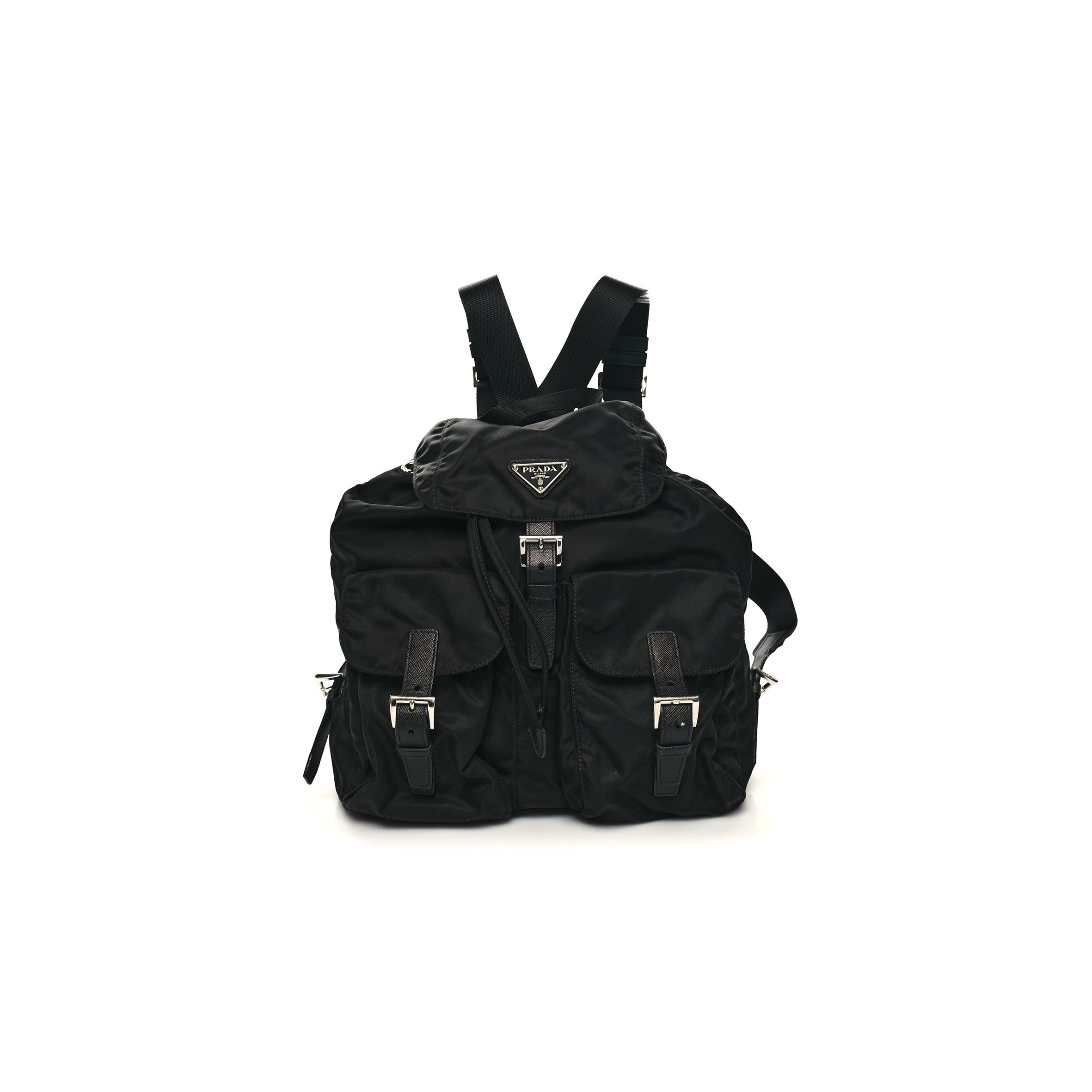 Pra*a TESSUTO NYLON SAFFIANO MEDIUM BACKPACK BLACK (33*29*15cm) Master Quality