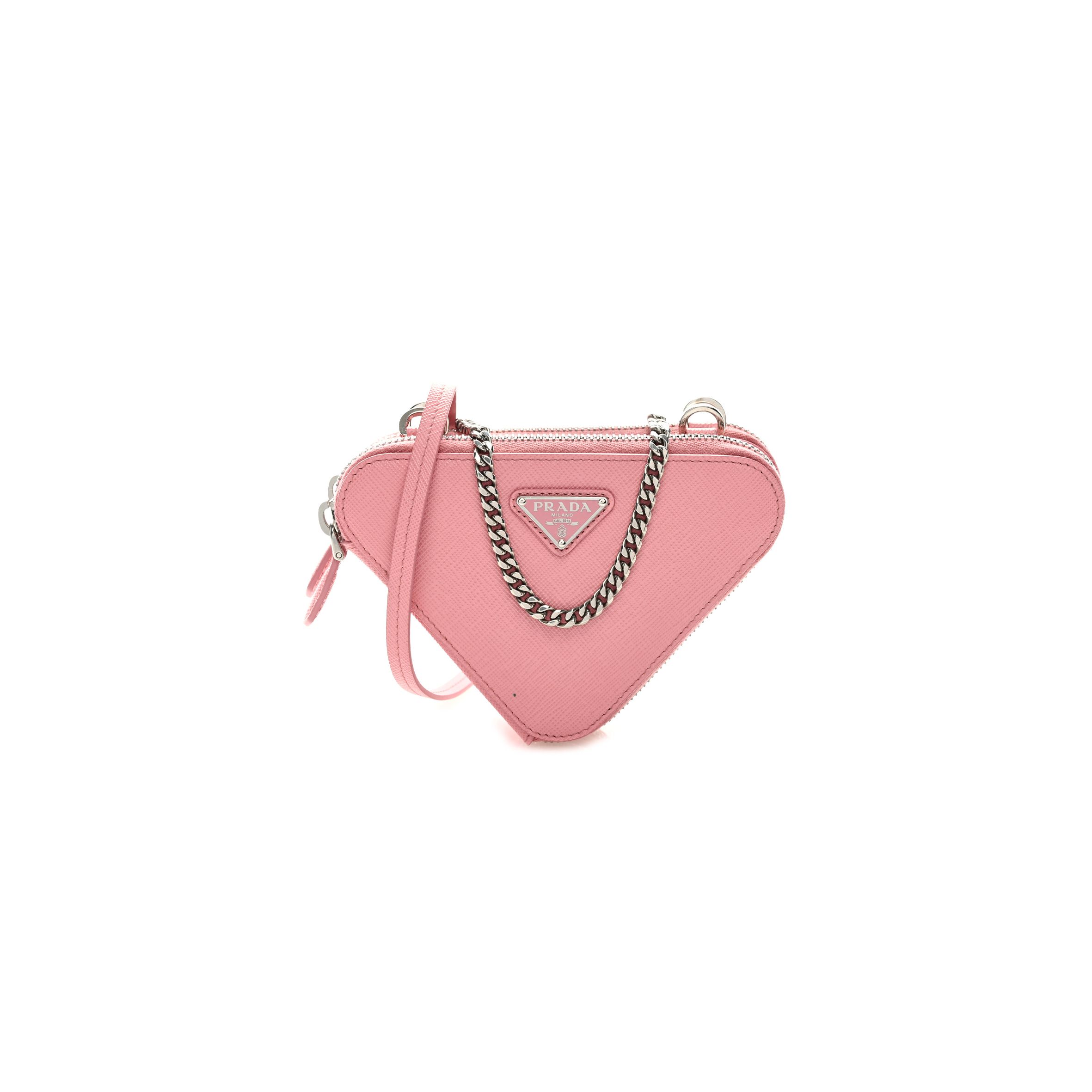 Pra*a SAFFIANO MINI CROSSBODY POUCH PETAL PINK (15*10*4cm) Master Quality