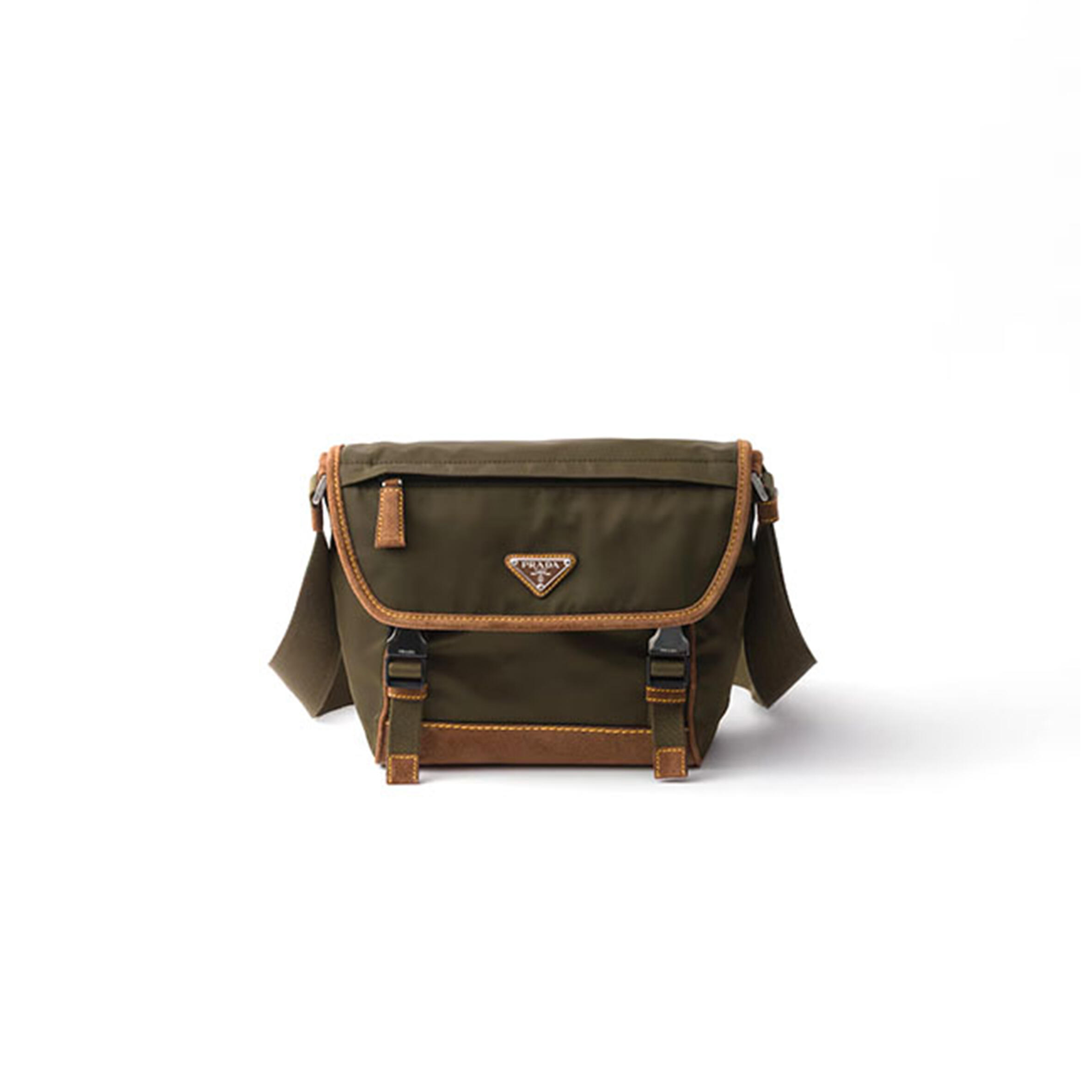 Pra*a MEDIUM RE-NYLON AND SUEDE SHOULDER BAG 2VD066 (20*19*10cm) Master Quality