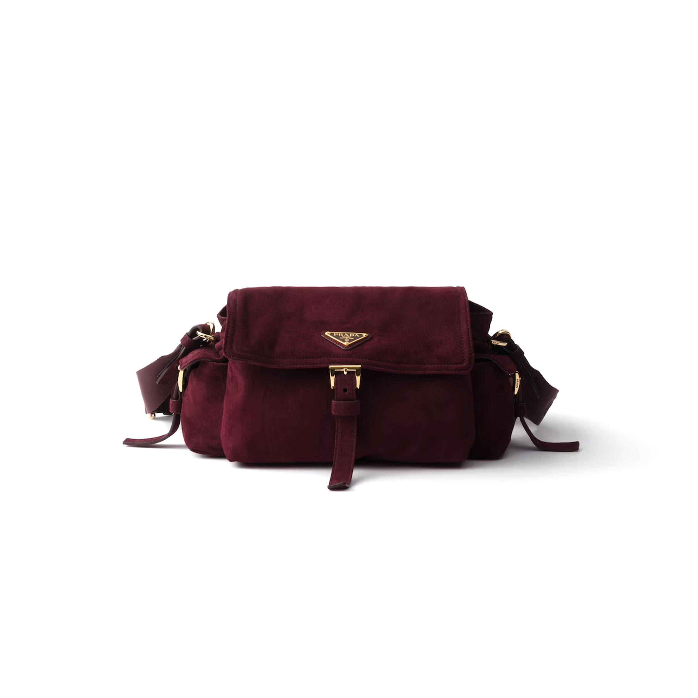 Pra*a EXPLORE MEDIUM SUEDE LEATHER SHOULDER BAG 1BD394 (30*14*10cm) Master Quality