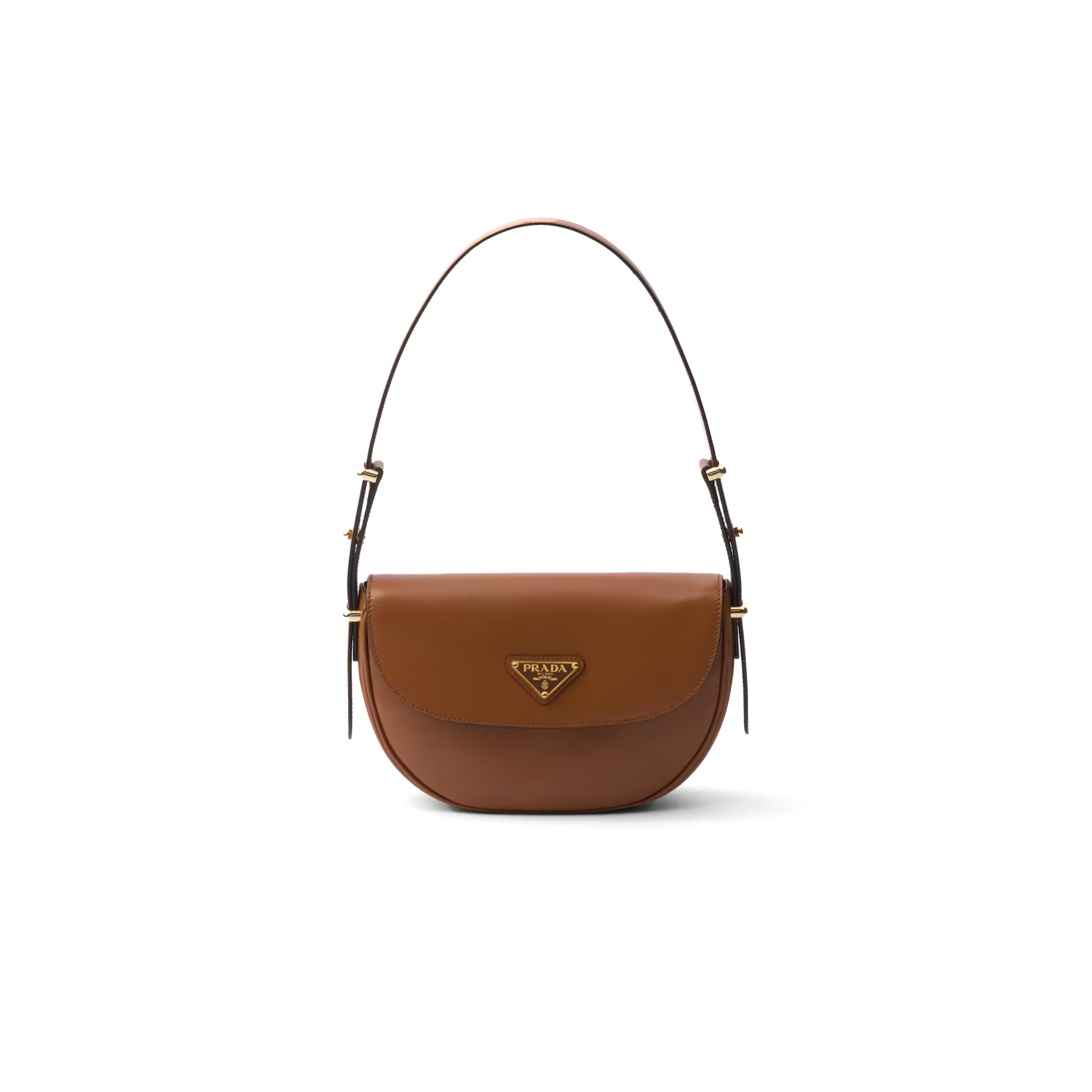 Pra*a ARQUÉ LEATHER SHOULDER BAG WITH FLAP 1BD365 (23*12*6cm) Master Quality