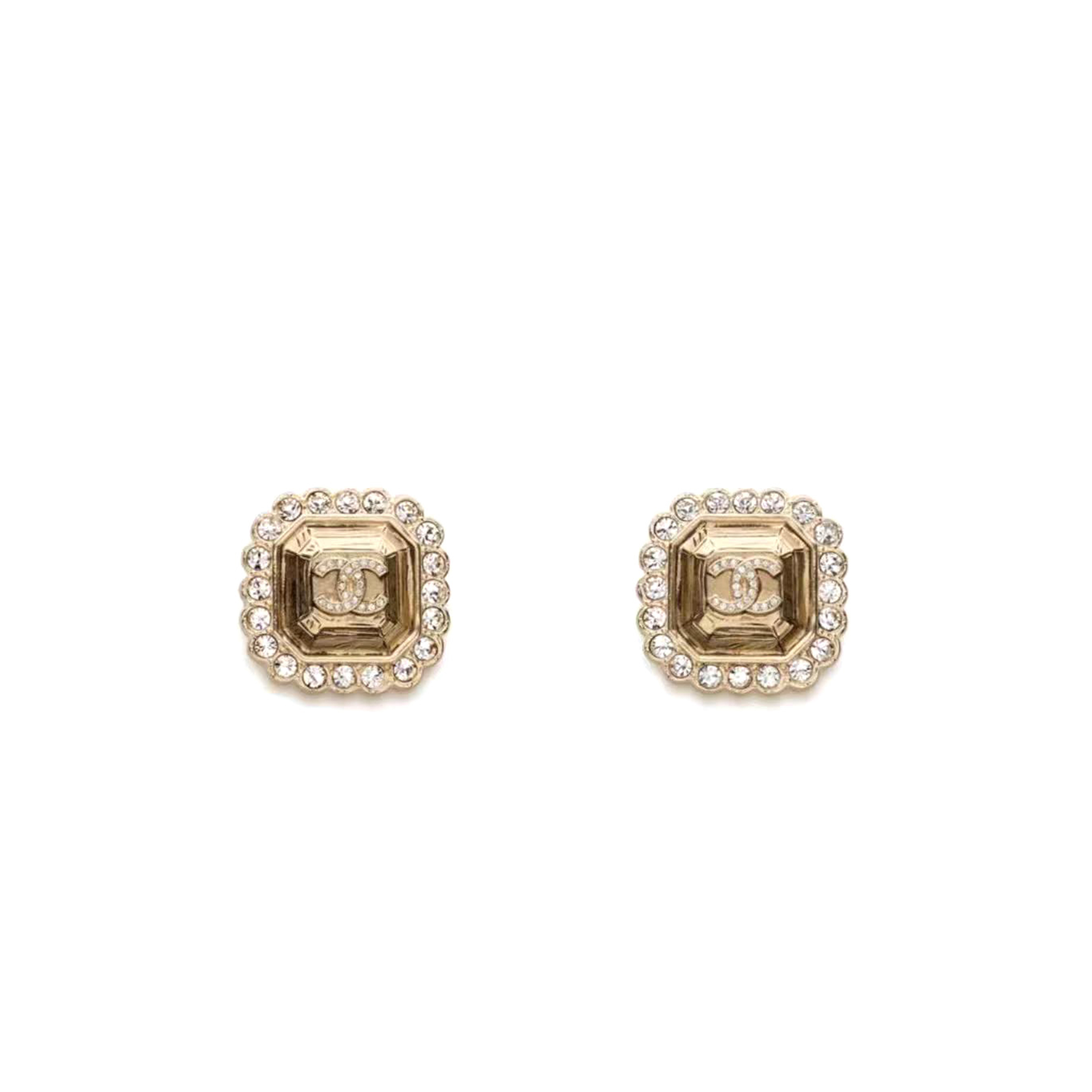 Ch**el CC LOGO SQUARE CRYSTAL EARRINGS Master Quality