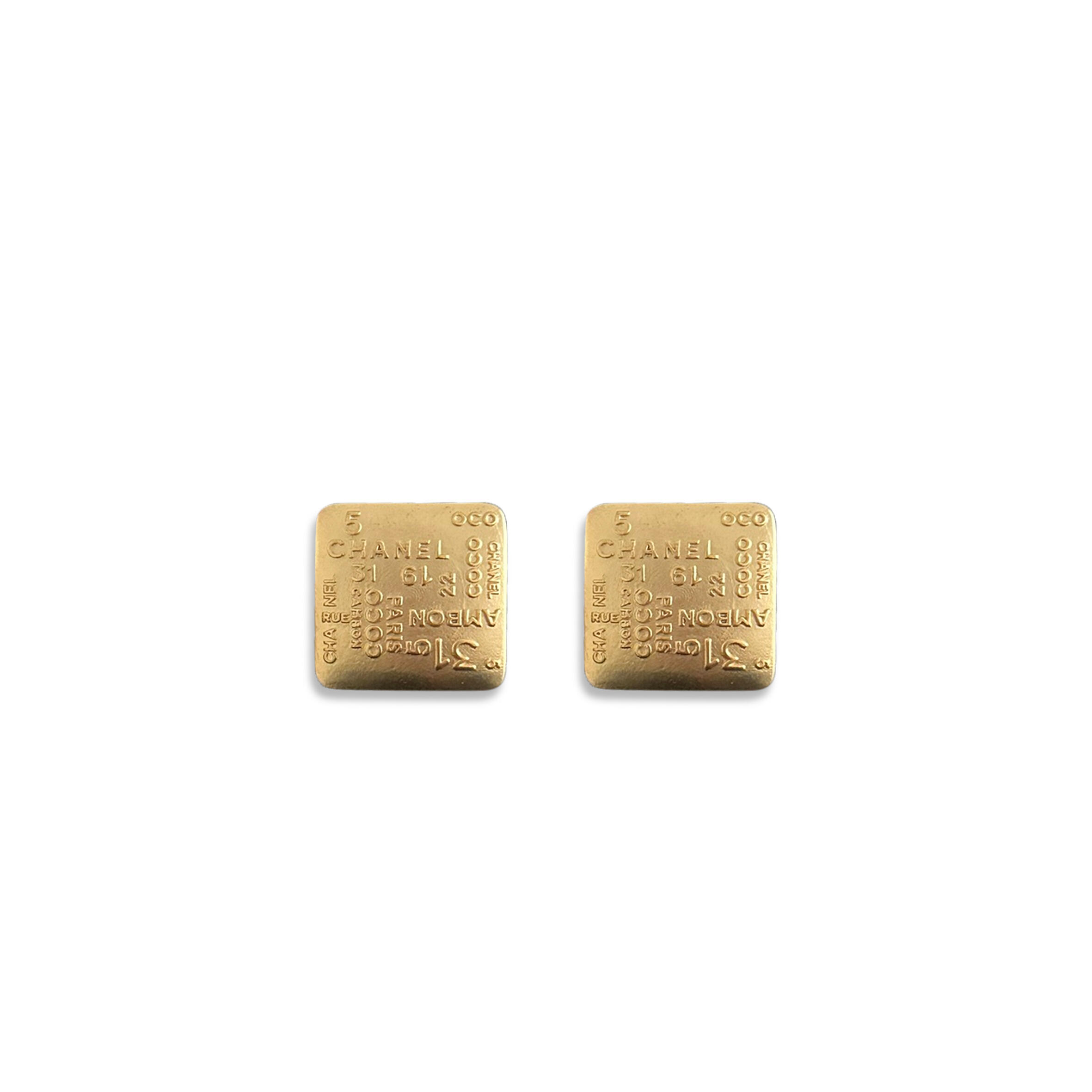 Ch**el LETTER SQUARE EARRINGS Master Quality