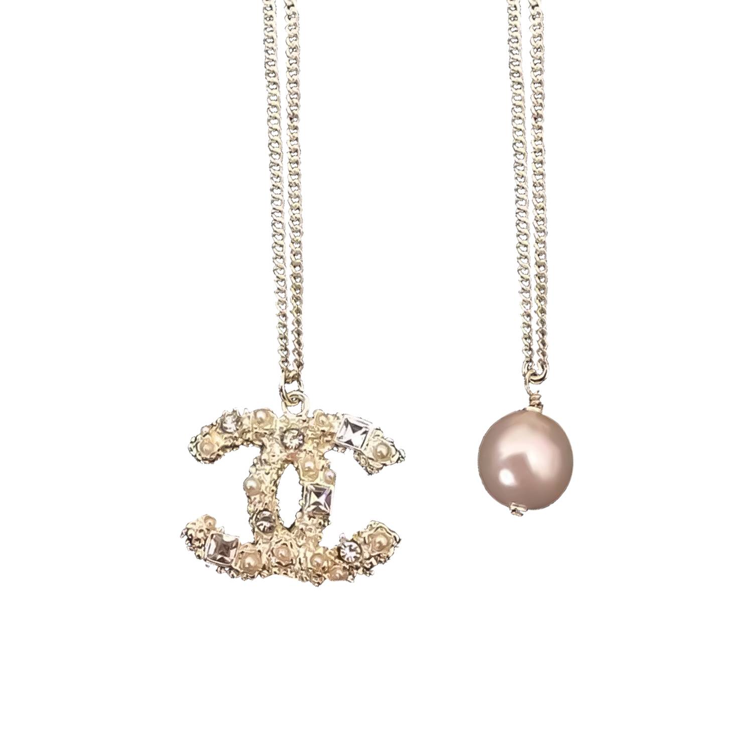 Ch**el CLASSIC DOUBLE C D1am0nd NECKLACE Master Quality