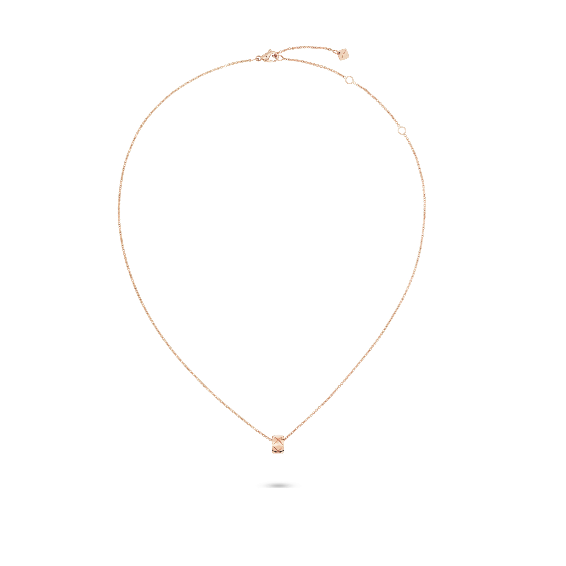 Ch**el COCO CRUSH NECKLACEQUILTED MOTIF, 18K ROSE GOLD J12315 Master Quality