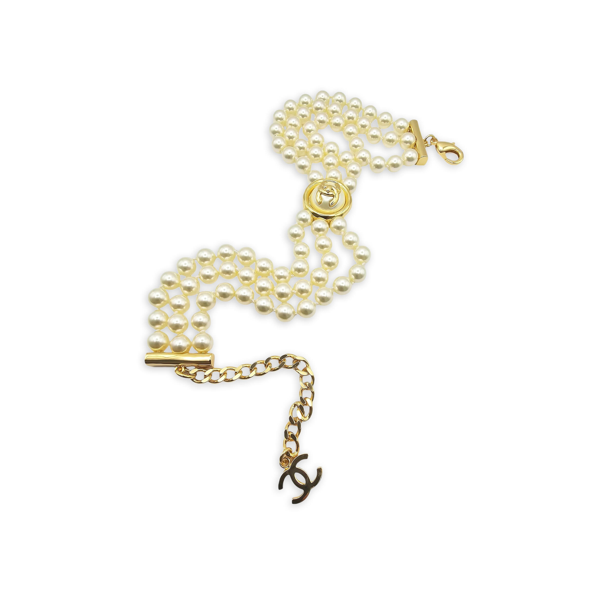 Ch**el CC FAUX PEARL GOLD CHOKER ABE253 Master Quality