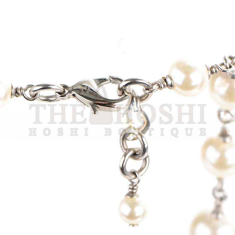 Ch**el CRYSTAL PEARL CC LONG NECKLACE SILVER 260MM 169293 Master Quality