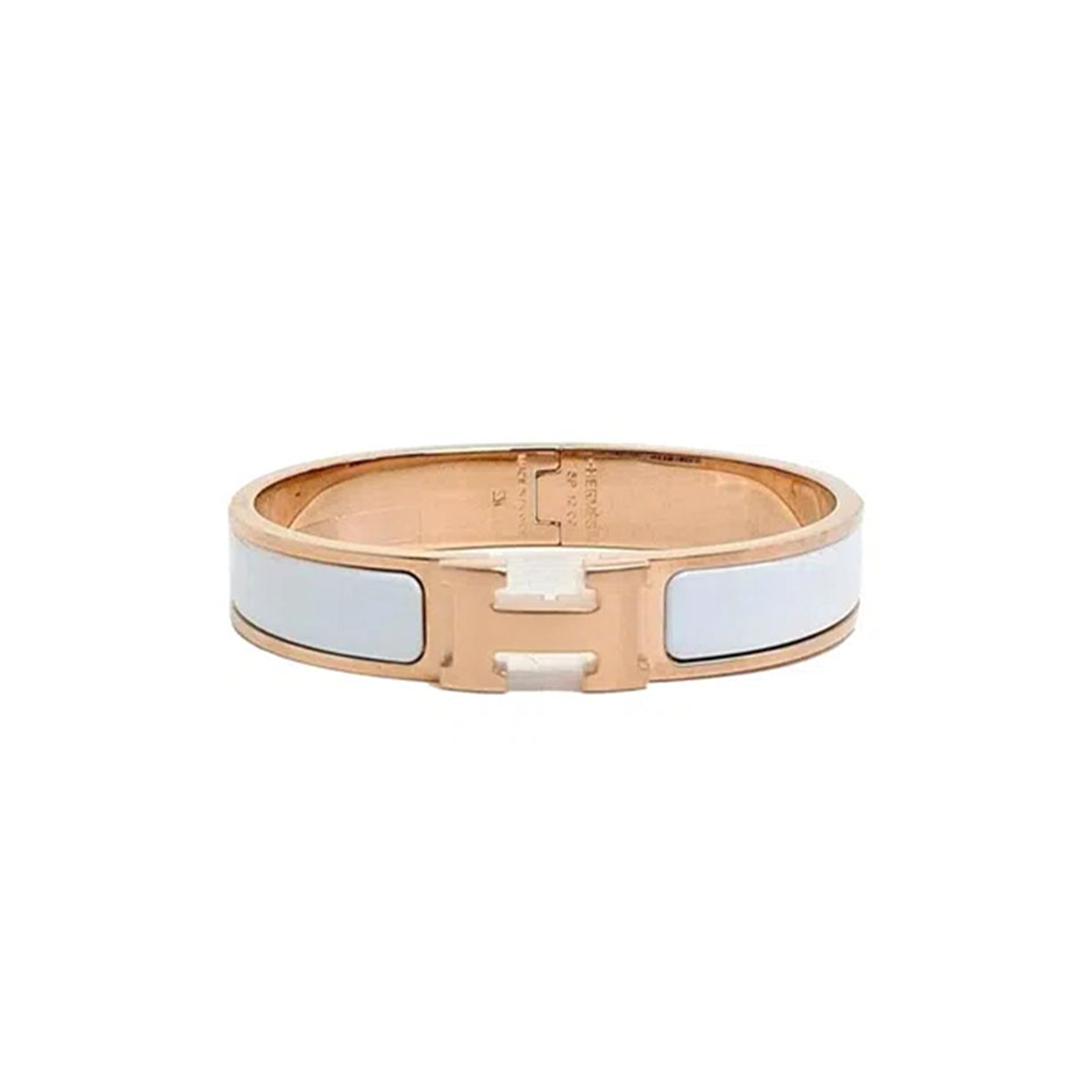 H**me5 WHITE ENAMEL NARROW CLIC CLAC H BRACELET PM Master Quality
