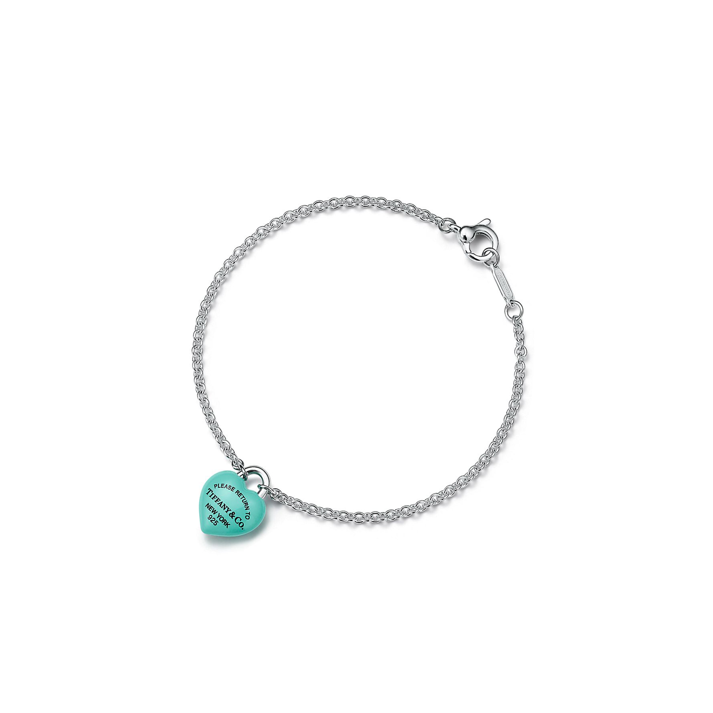 T*f*ny FULL HEART BRACELET PURE SILVER WITH T*f*ny BLUE ACCENTS 74956793 Master Quality