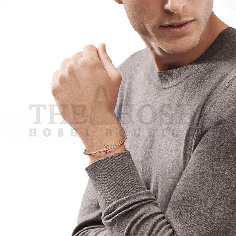 T*f*ny T1 WIDE D1am0nd HINGED BANGLE IN ROSE GOLD 68127289 Master Quality