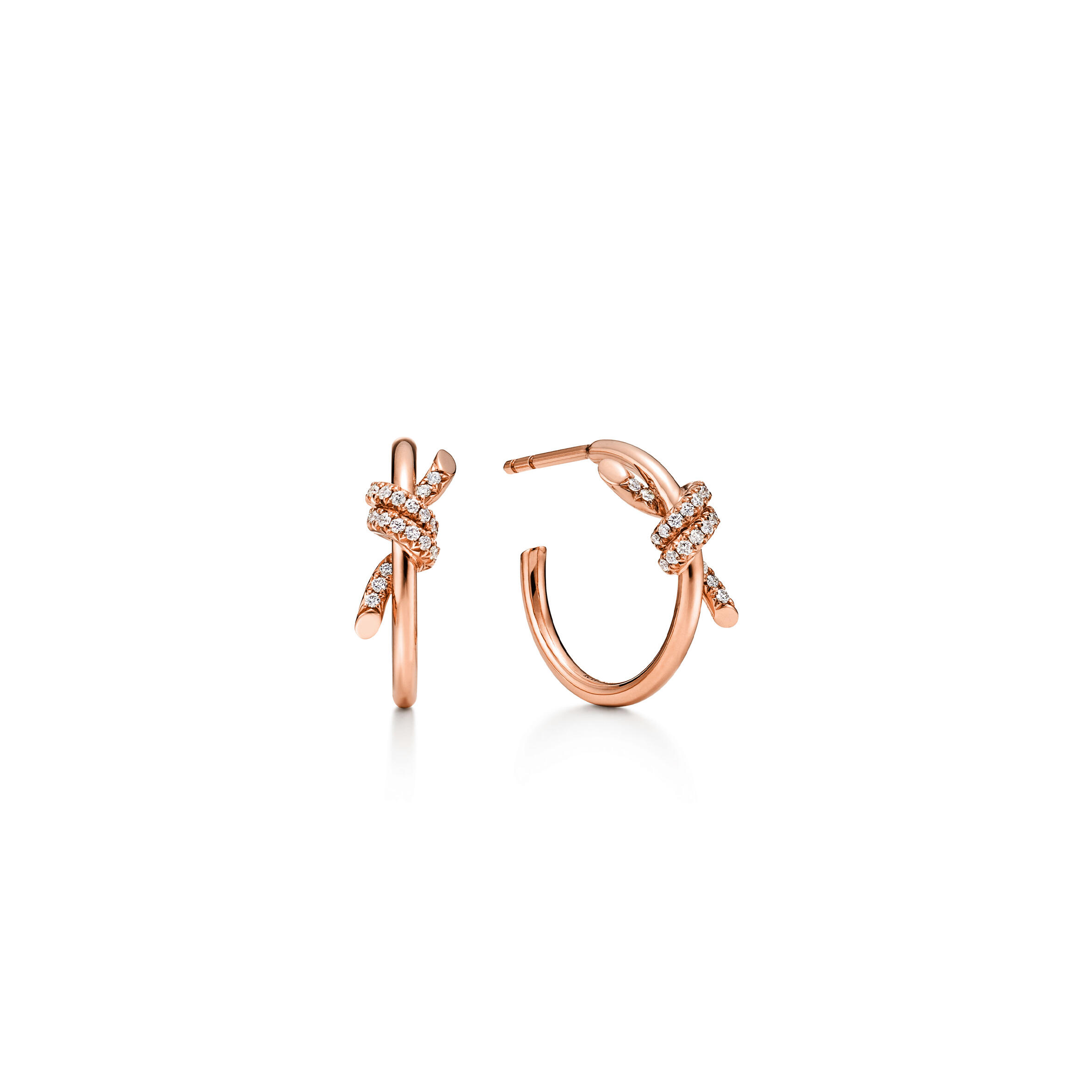 T*f*ny KNOT HOOP EARRINGS IN ROSE GOLD WITH D1am0ndS 75123604 Master Quality
