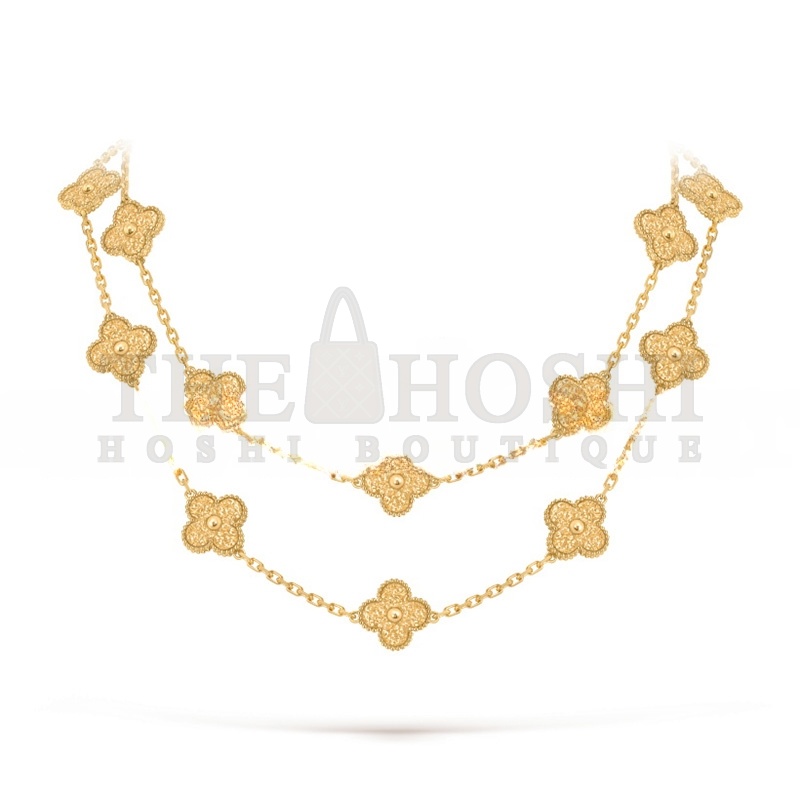 V*n Cl**f ARPELS VINTAGE ALHAMBRA LONG NECKLACE, 20 FOUR-LEAF LUCKY TOTEMS VCARO1IC00 Master Quality