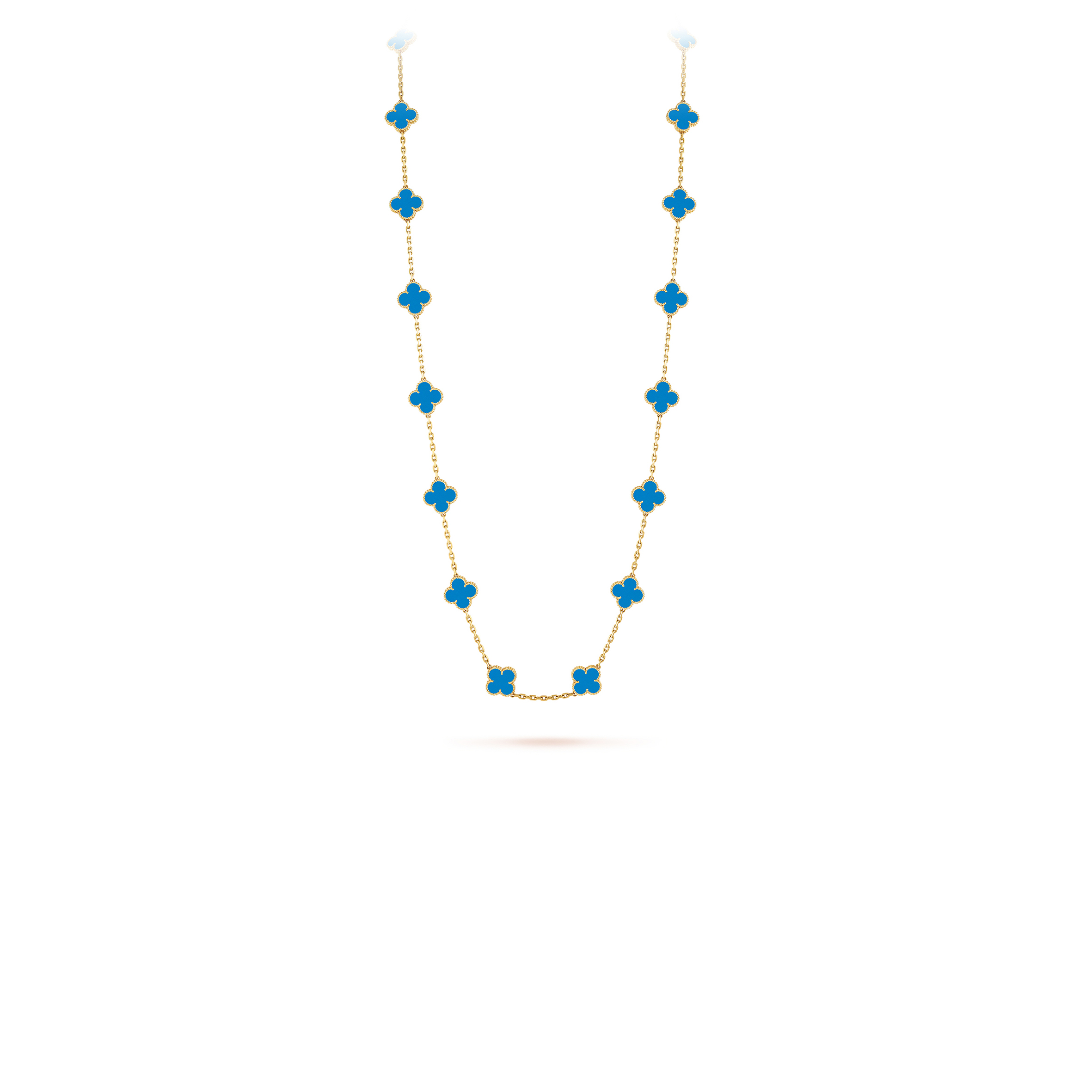V*n Cl**f ARPELS VINTAGE ALHAMBRA LONG NECKLACE, 20 MOTIFS - YELLOW GOLD, AGATE  VCARP7RN00 Master Quality