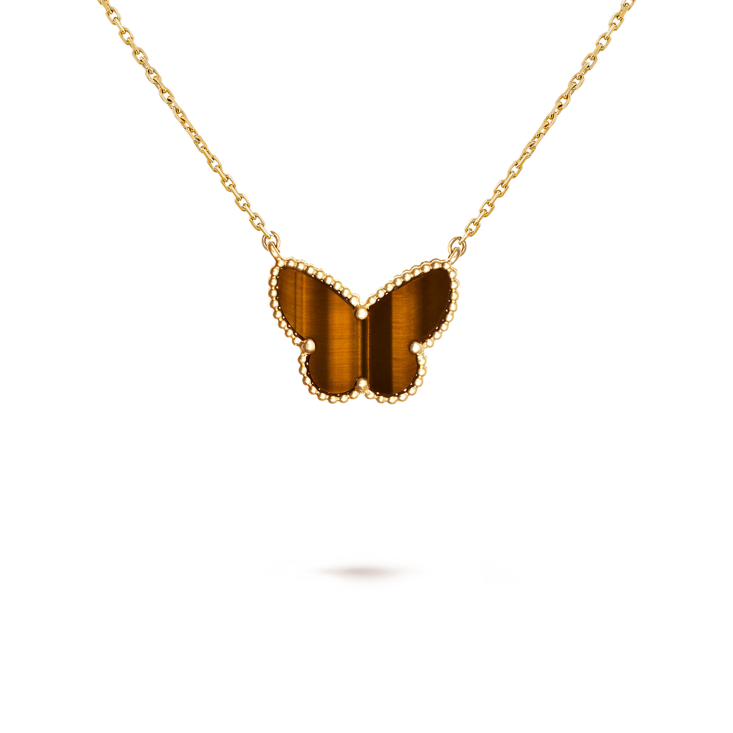 V*n Cl**f  ARPELS LUCKY ALHAMBRA BUTTERFLY PENDANT - YELLOW GOLD, TIGER EYE VCARD98500 Master Quality