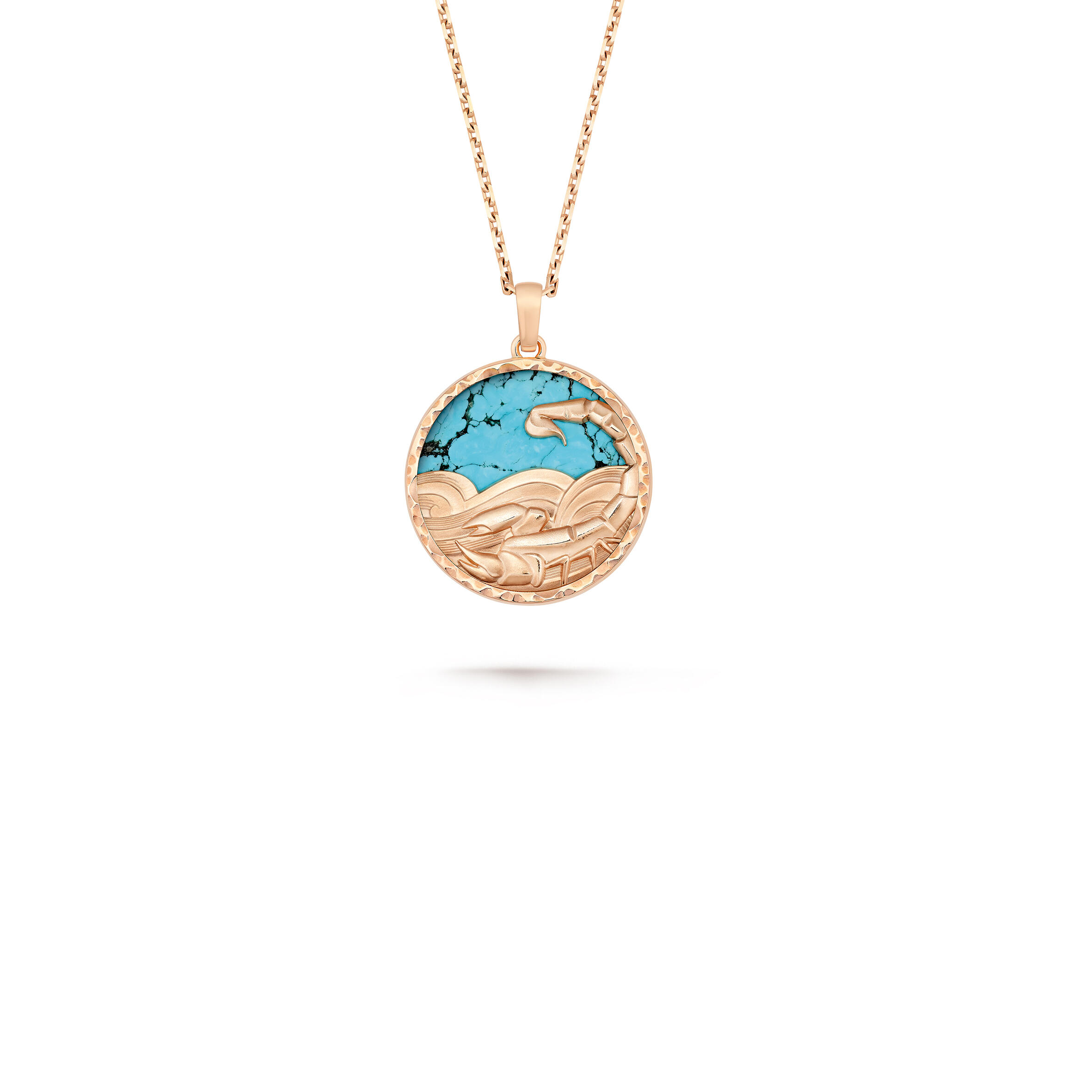 V*n Cl**f ARPELS ZODIAQUE LONG NECKLACE SCORPII (SCORPIO) - ROSE GOLD, TURQUOISE  VCARP9RH00 Master Quality