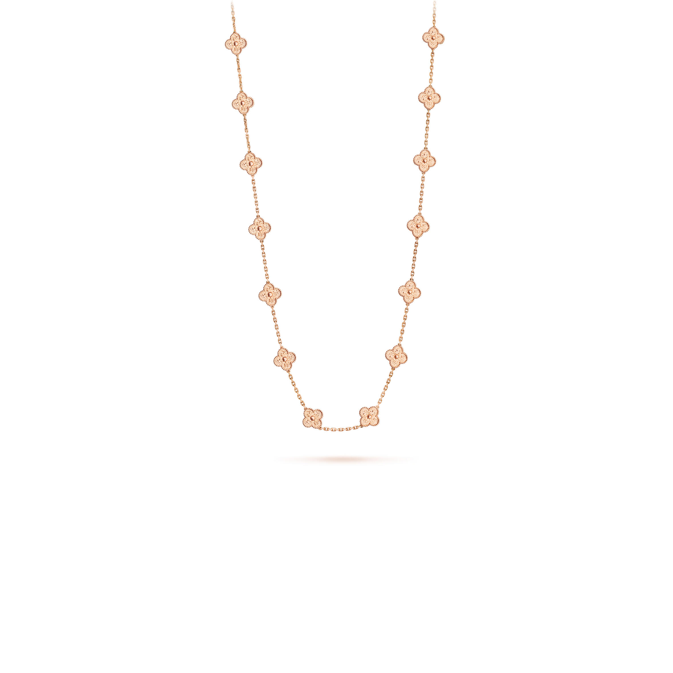 V*n Cl**f ARPELS VINTAGE ALHAMBRA LONG NECKLACE, 20 MOTIFS - ROSE GOLD   VCARN9T000 Master Quality