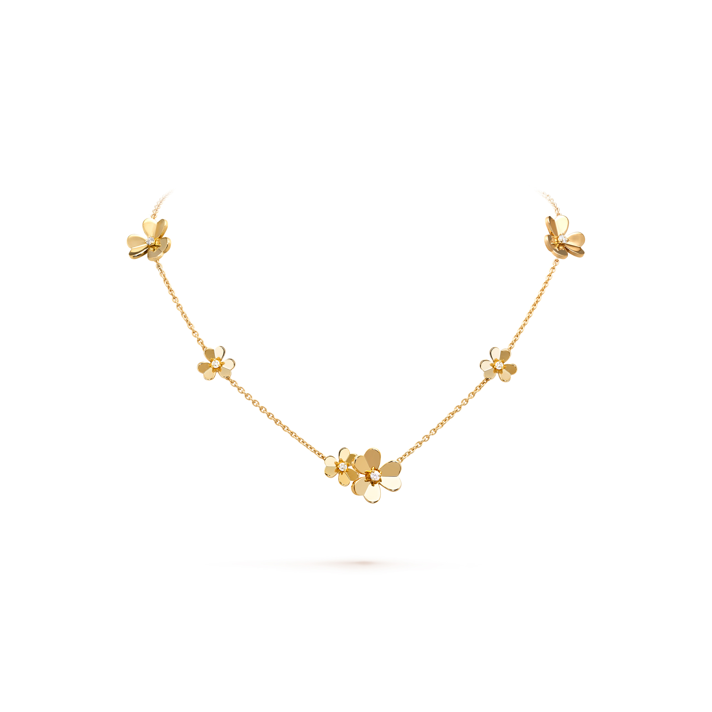 V*n Cl**f ARPELS FRIVOLE NECKLACE, 9 FLOWERS - YELLOW GOLD, D1am0nd  VCARD31500 Master Quality