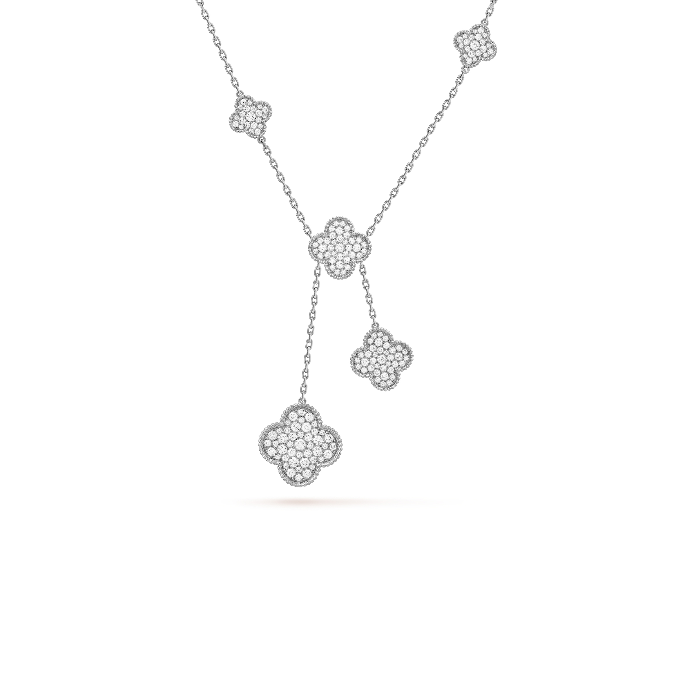 V*n Cl**f ARPELS MAGIC ALHAMBRA NECKLACE, 6 MOTIFS - WHITE GOLD, D1am0nd  VCARN9MP00 Master Quality