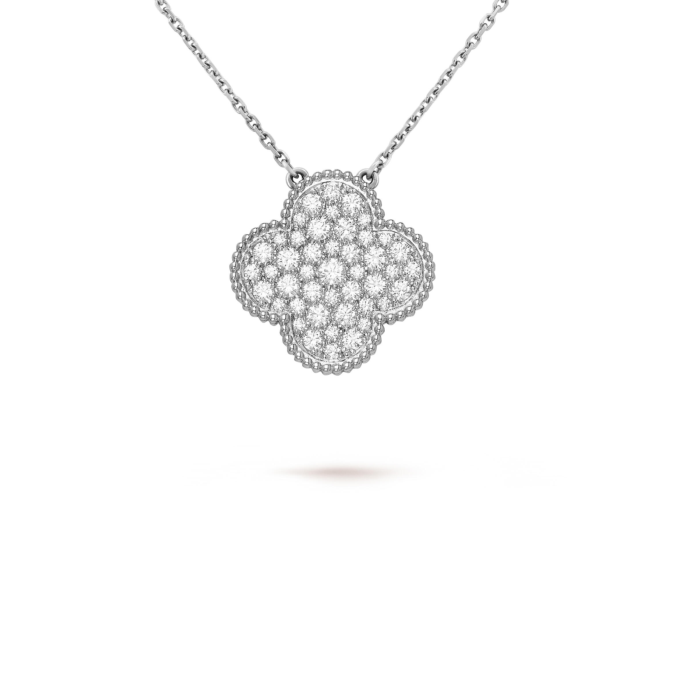 V*n Cl**f ARPELS MAGIC ALHAMBRA PENDANT - WHITE GOLD, D1am0nd  VCARN9MS00 Master Quality