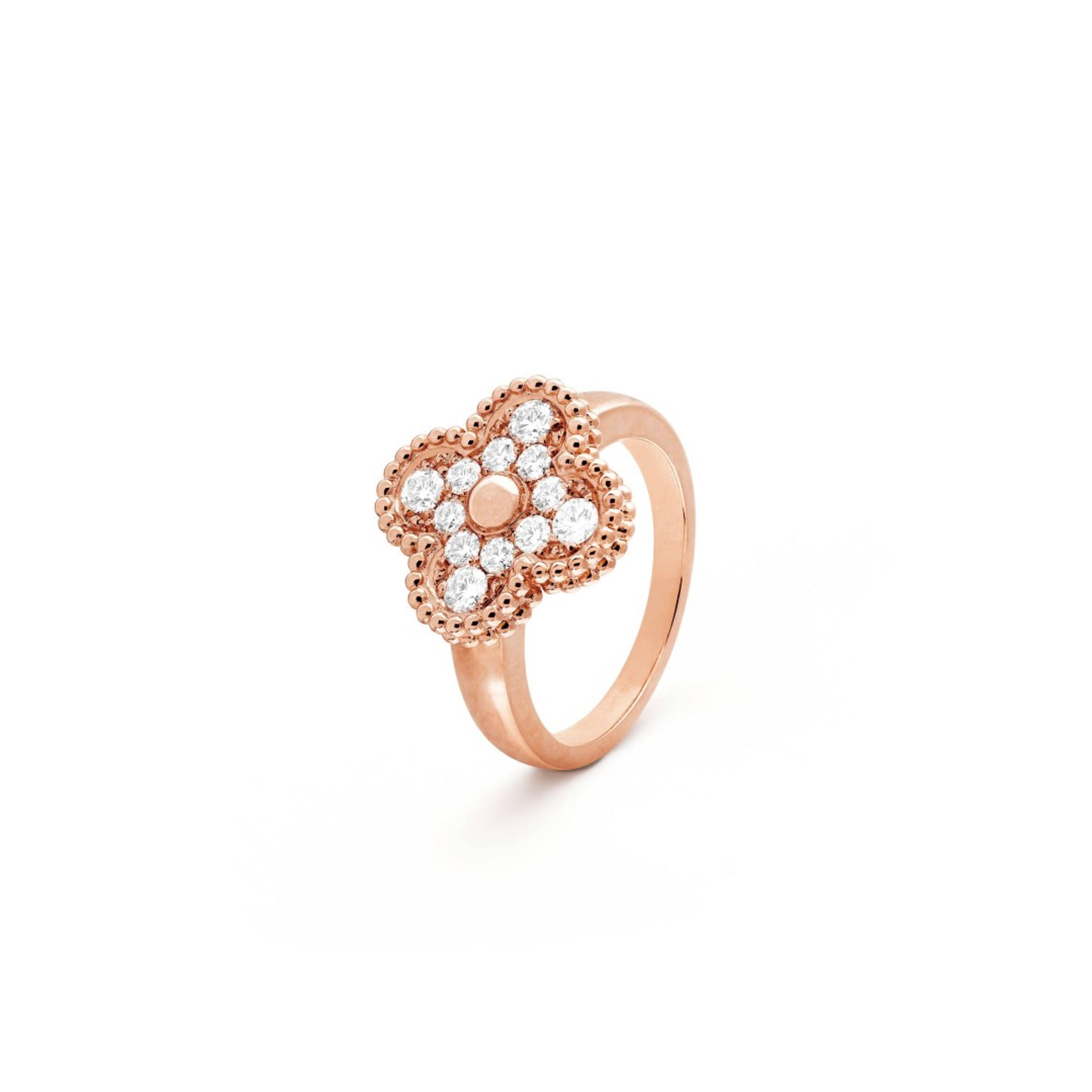 V*n Cl**f ARPELS VINTAGE ALHAMBRA RING - ROSE GOLD, D1am0nd  VCARP2R400 Master Quality