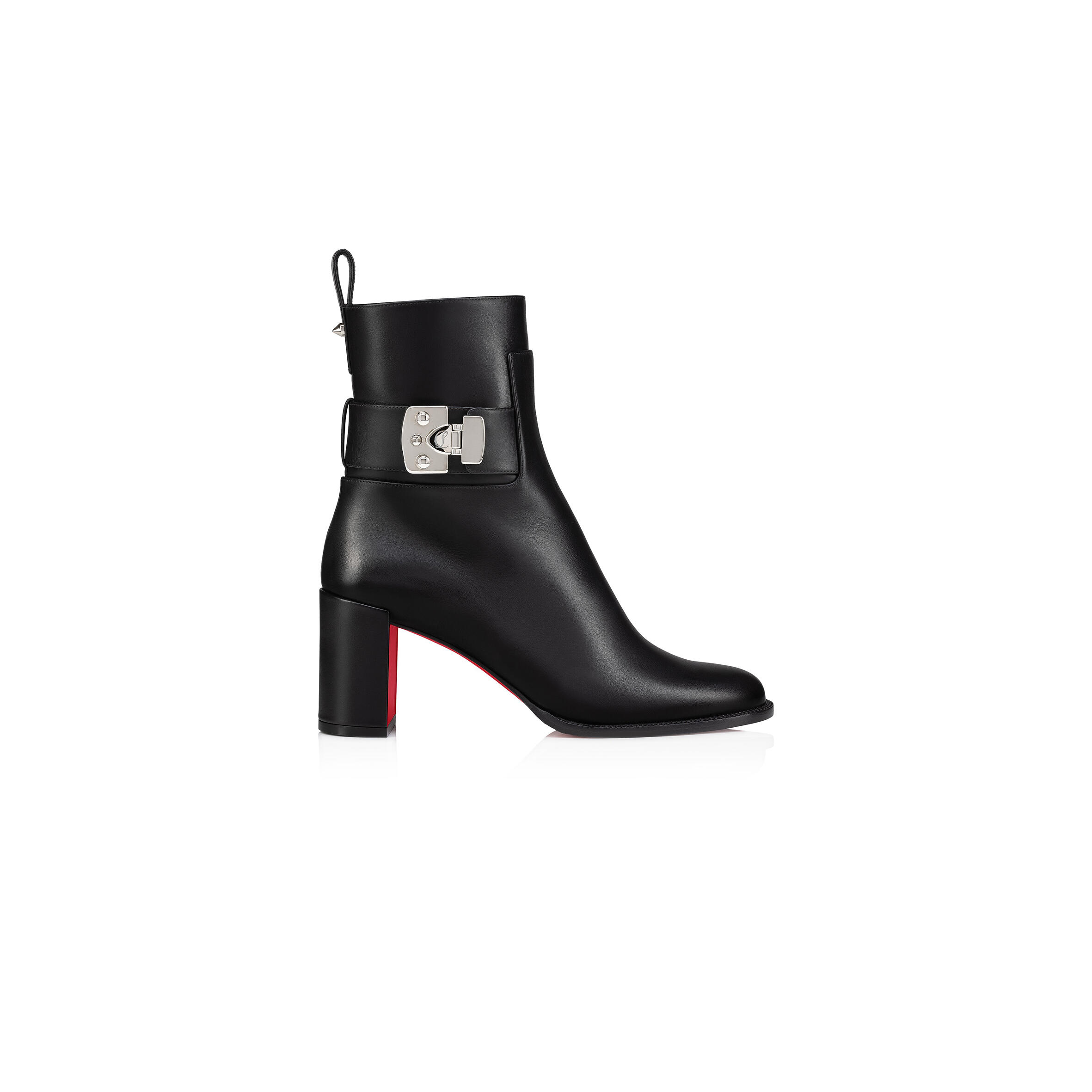 Chr1st1an LOUBOUTIN BOOTY LOCK 70 MM LOW BOOTS-CALF LEATHER-BLACK-WOMEN 1250114BK01 Master Quality