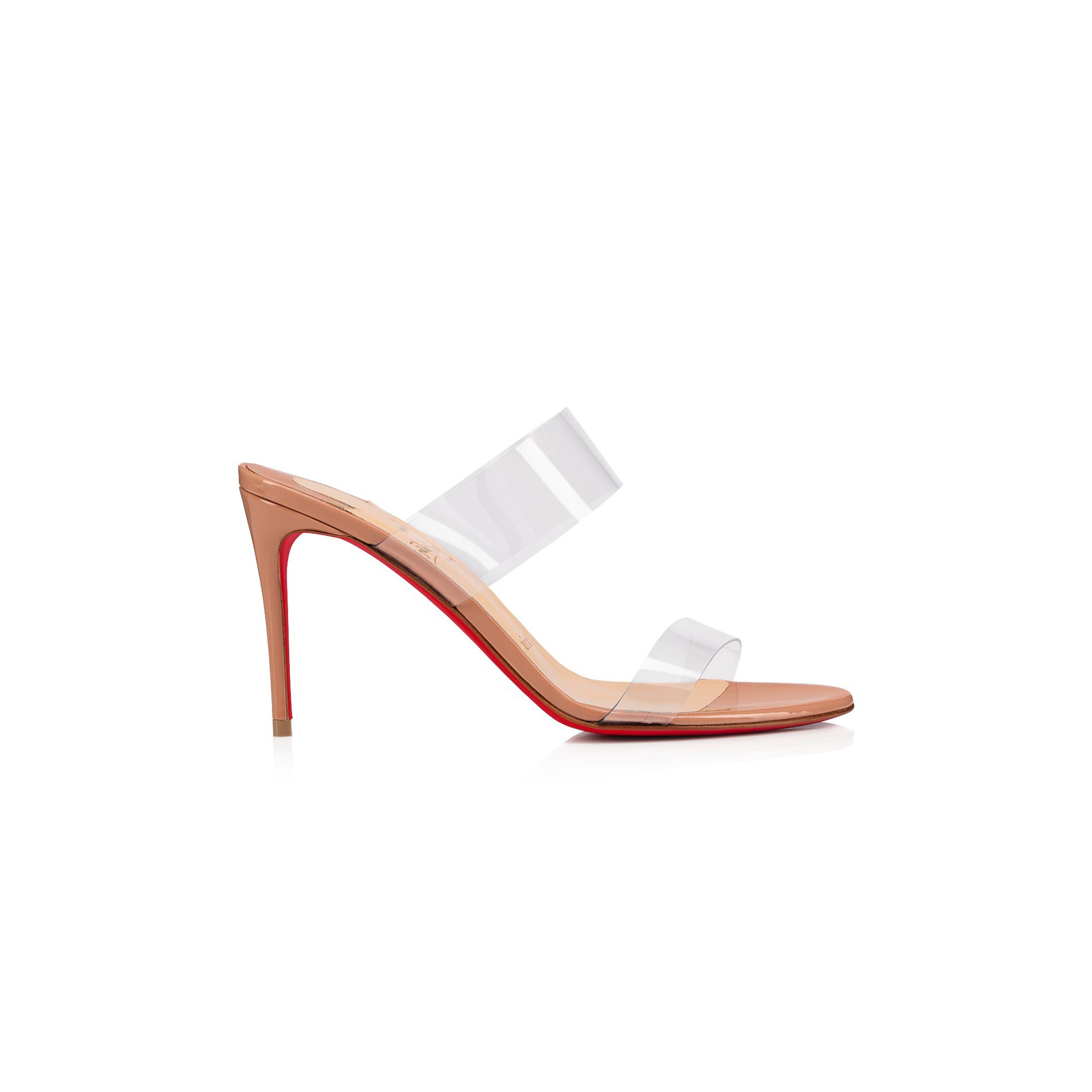 Chr1st1an LOUBOUTIN JUST NOTHING 85 MM SANDALS-PVC AND PATENT CALF-BLUSH-WOMEN 3190081PK1A Master Quality