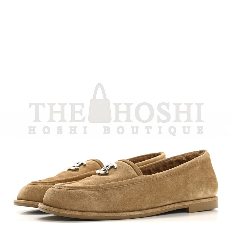 Ch**el SUEDE CALFSKIN CC LOAFERS DARK BEIGE Master Quality