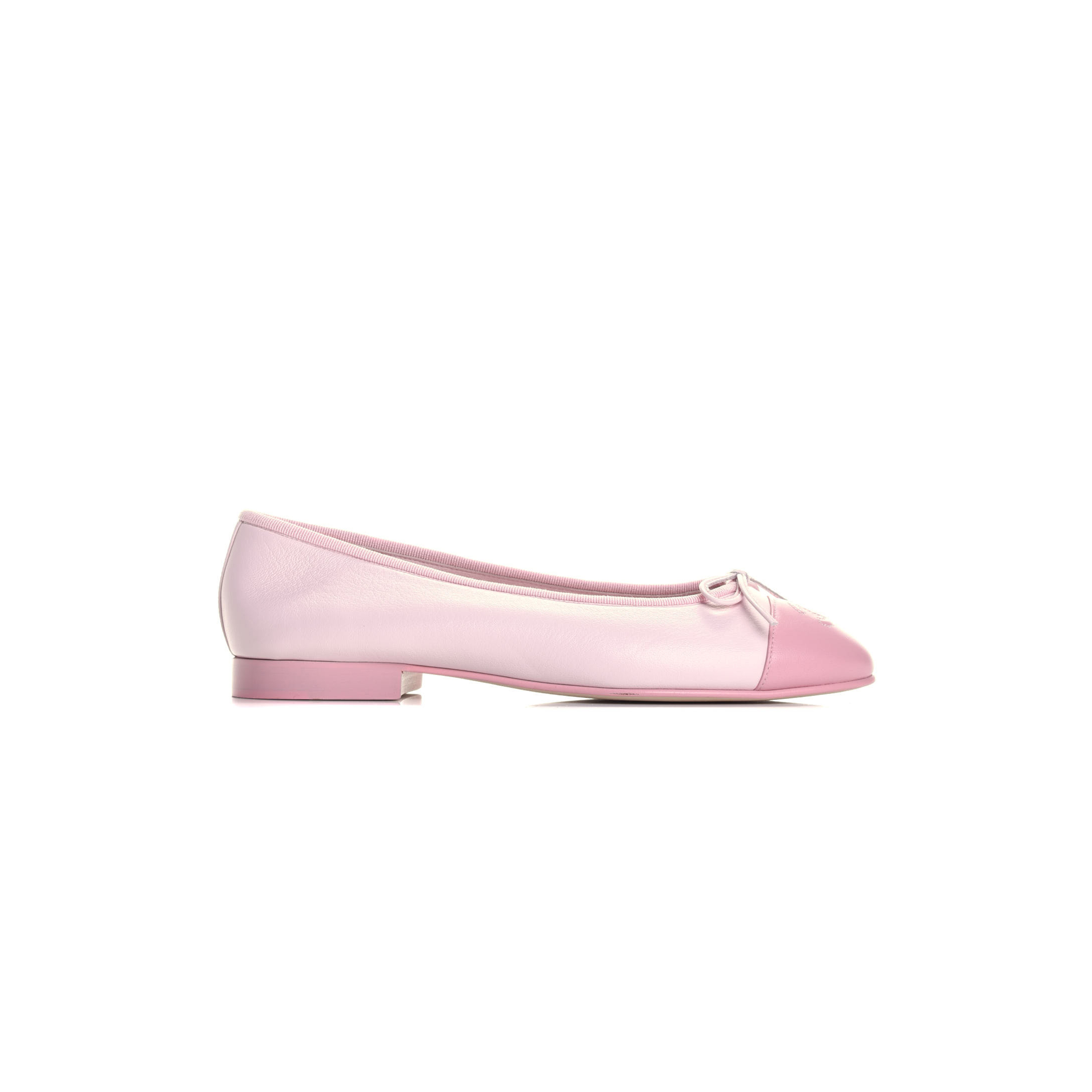 Ch**el LAMBSKIN CC CAP TOE BALLERINA FLATS LIGHT PINK 763271 Master Quality