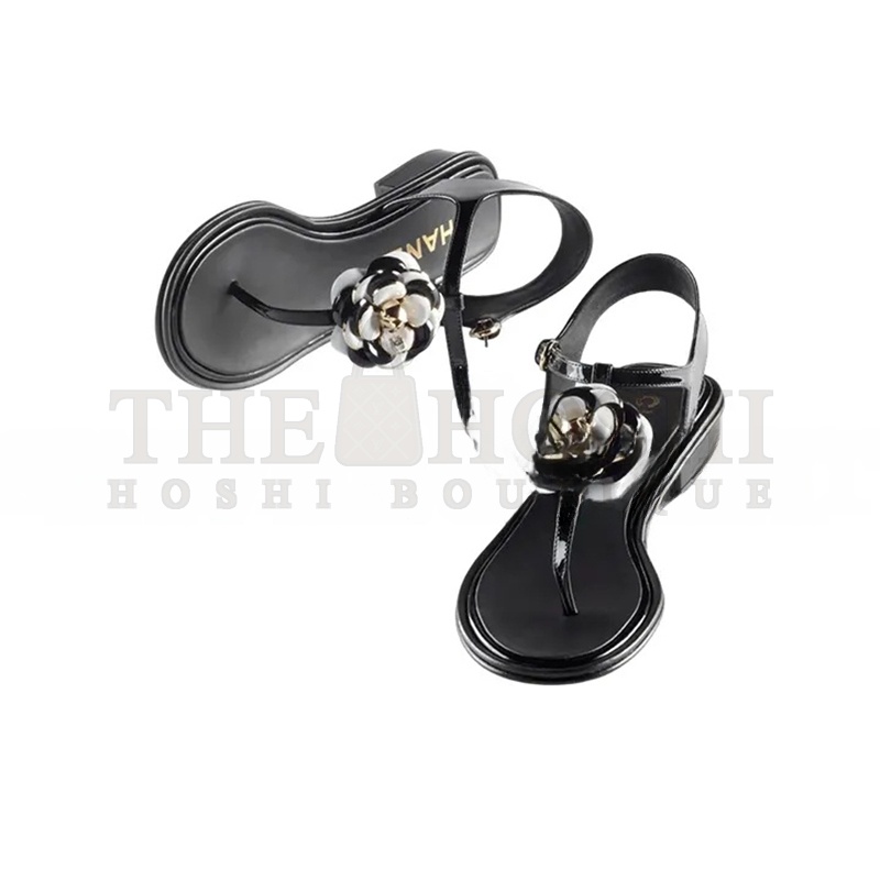 Ch**el SANDALS PATENT CALFSKIN &amp; METAL BLACK G39165 X56607 K4426 Master Quality